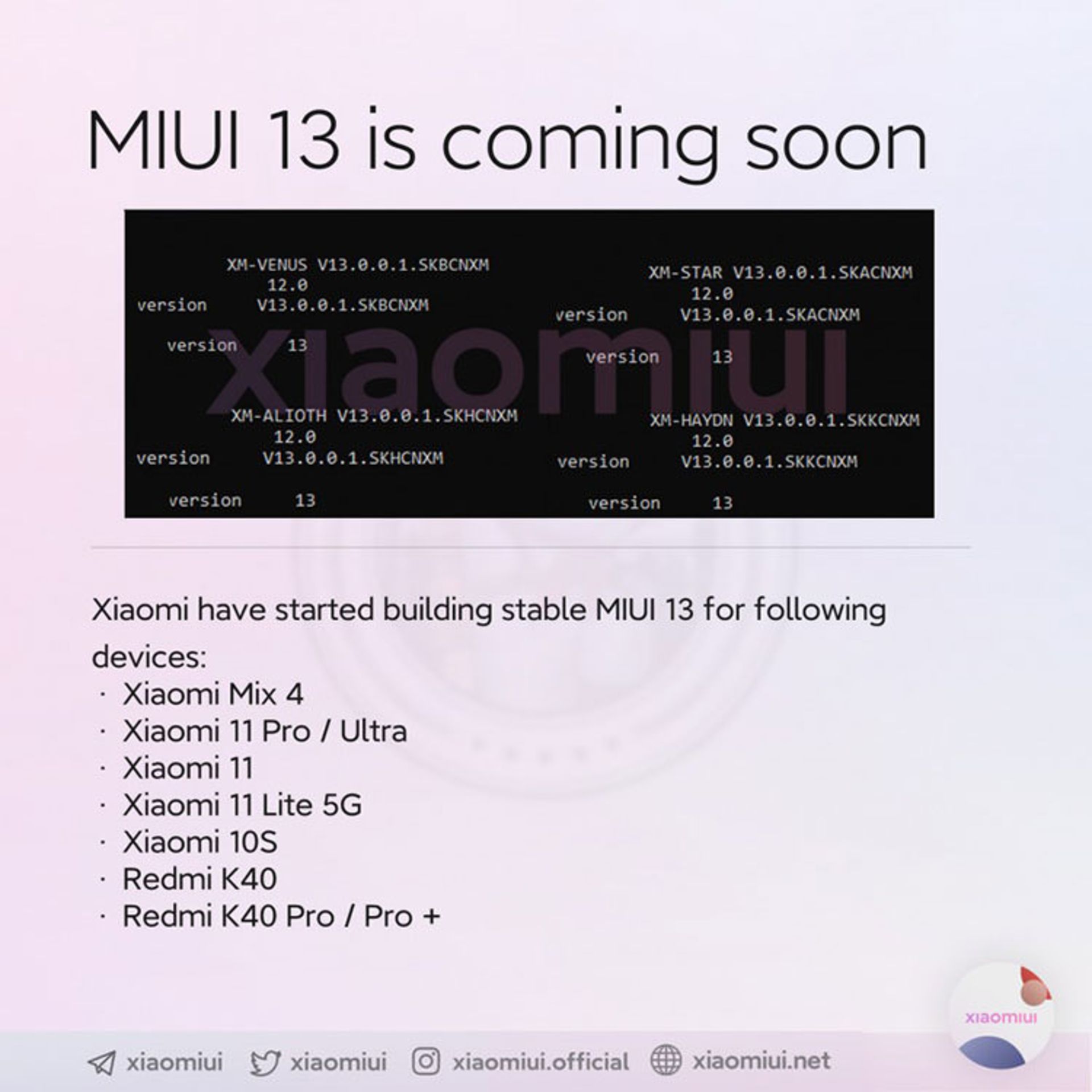 فهرست لو رفته از گوشی هایی که MIUI 13 را به زودی دریافت می کنند