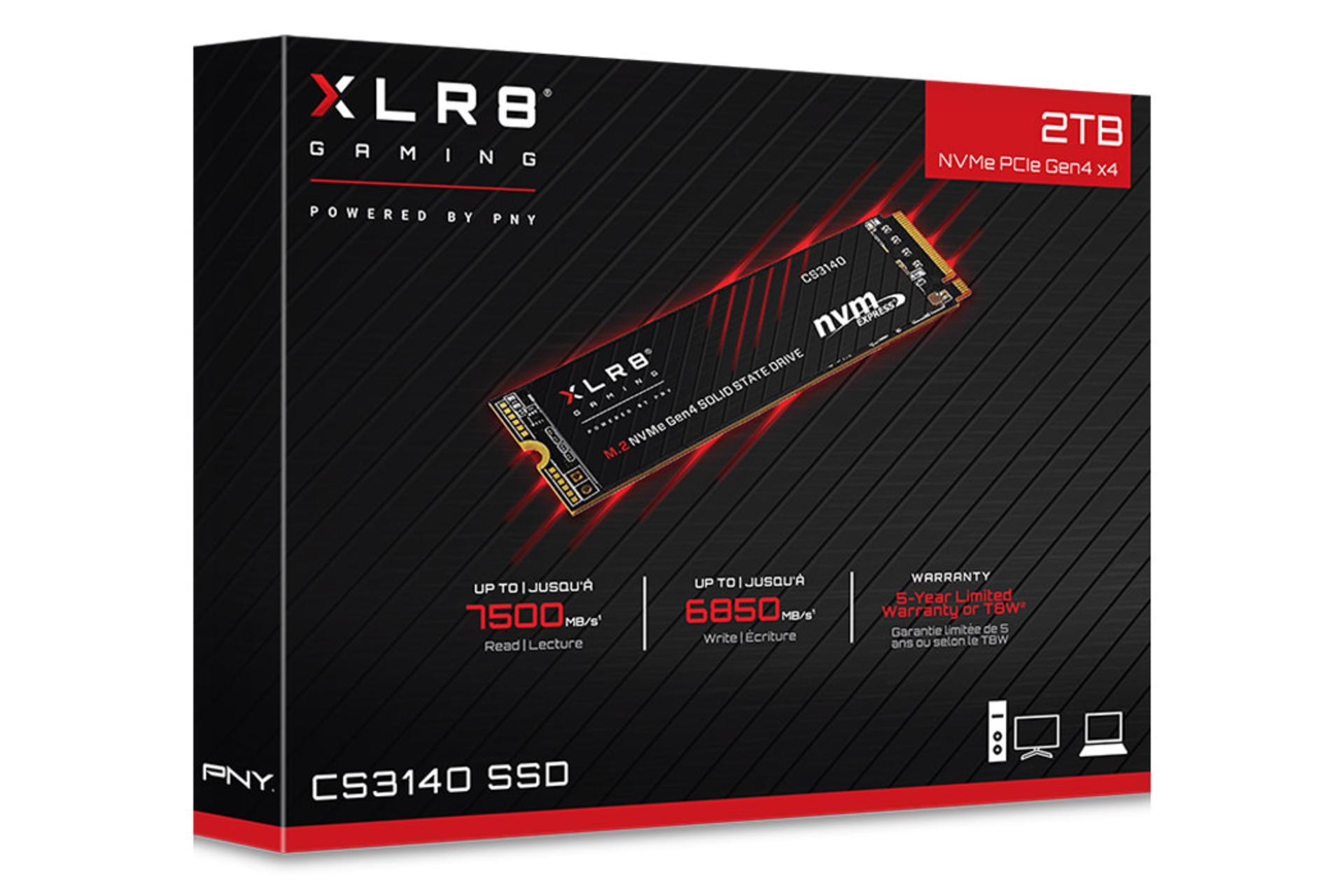 جعبه SSD پی ان وای CS3140 NVMe M.2 ظرفیت 2 ترابایت
