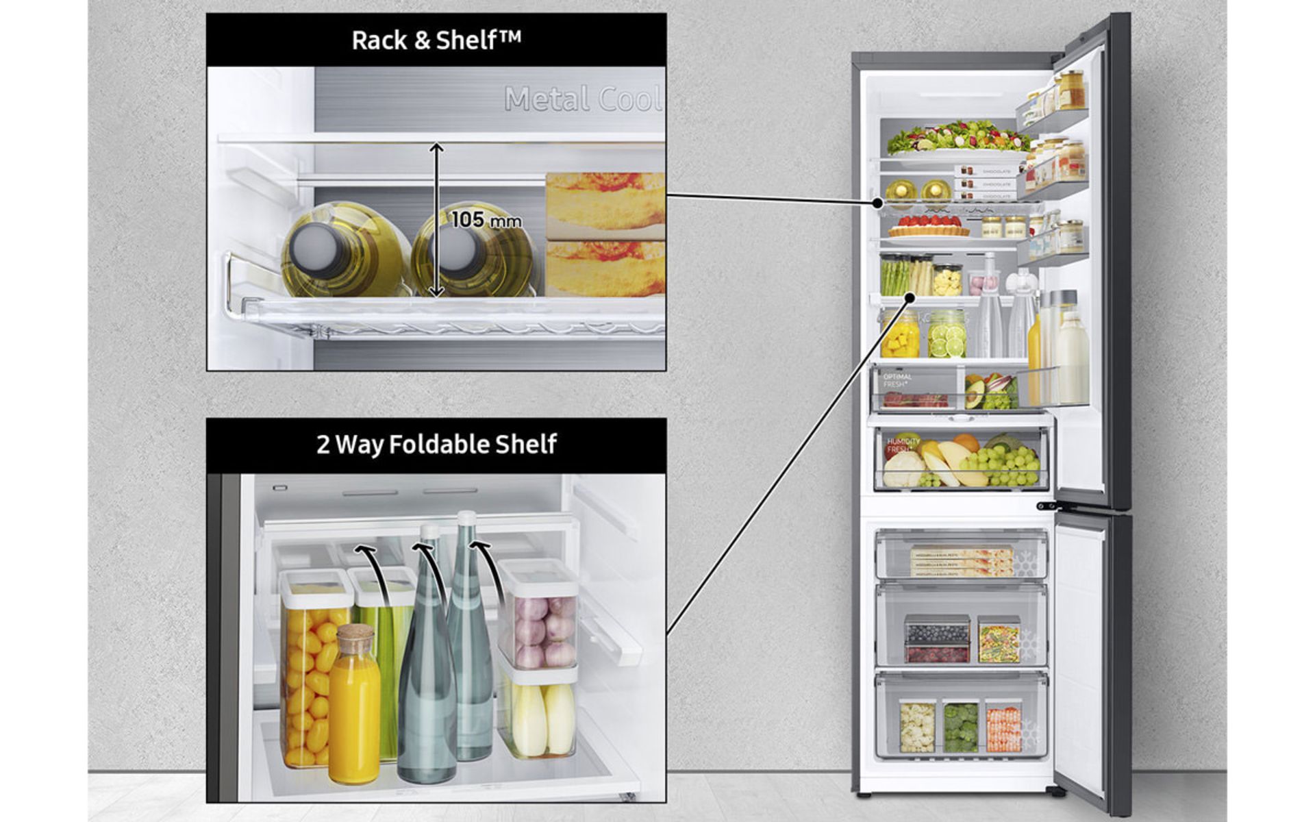 نحوه قرارگیری مواد غذایی در یخچال Bespoke سامسونگ
