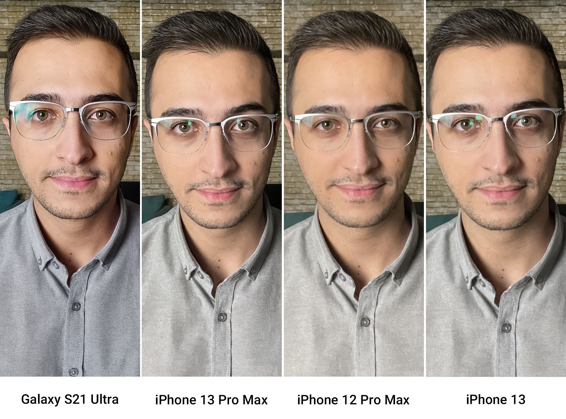 مقایسه سلفی دوربین واید آیفون ۱۳، آیفون ۱۳ پرو مکس، آیفون ۱۲ پرو مکس و گلکسی s21 اولترا