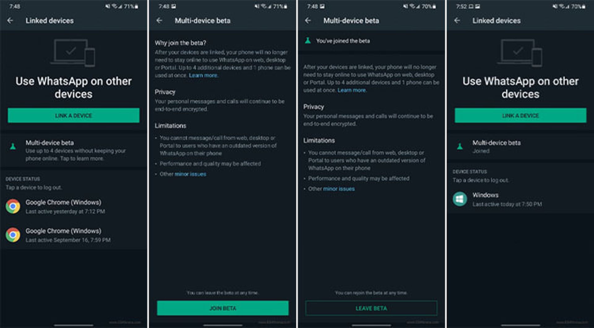 مراحل فعال سازی قابلیت استفاده از چند دستگاه در واتساپ