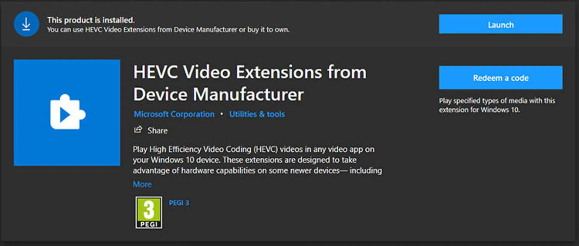 افزونه فرمت ویدئویی HEVC در مایکروسافت استور
