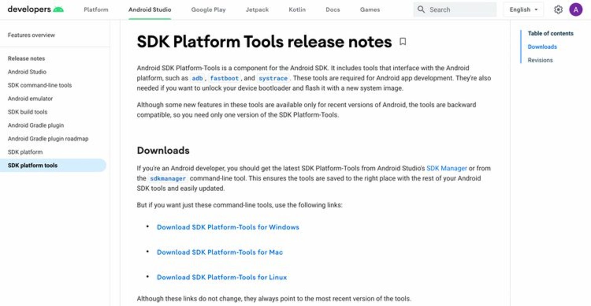 صفحه دانلود ADB اندروید