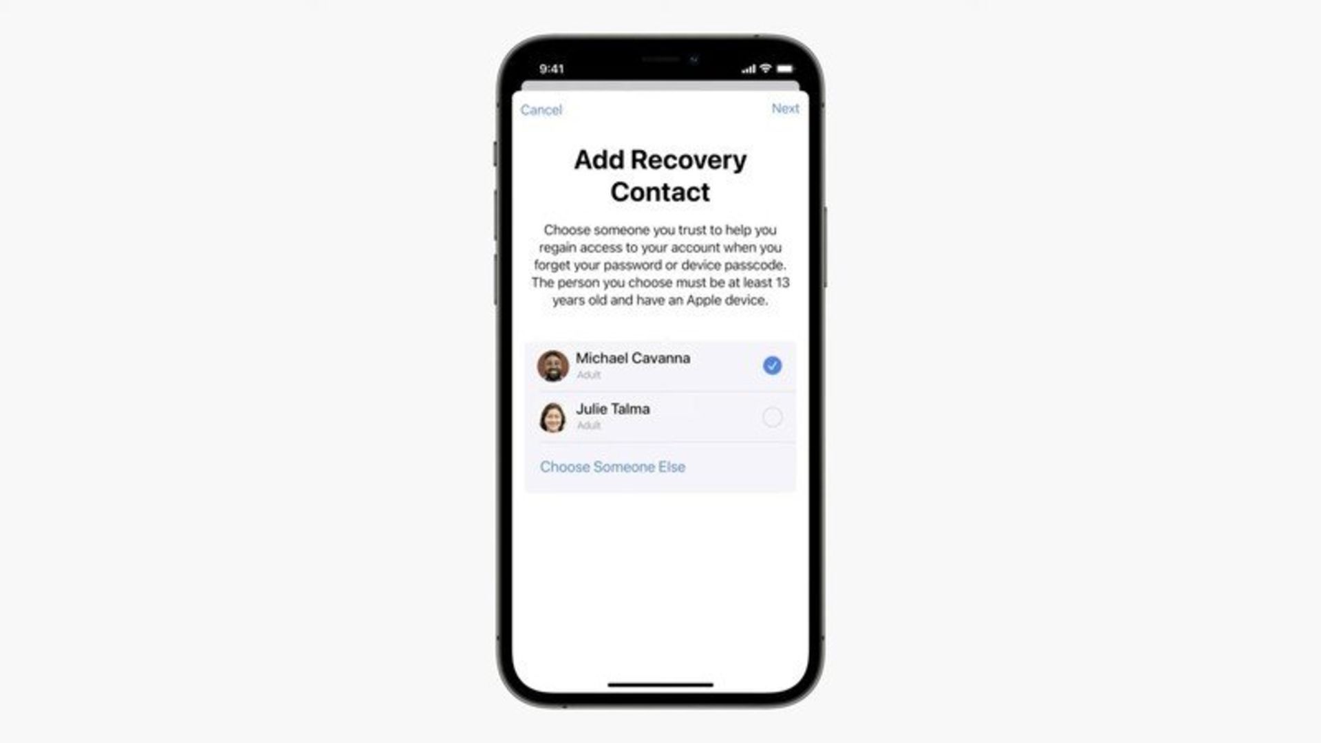 قابلیت recovery contact اپل