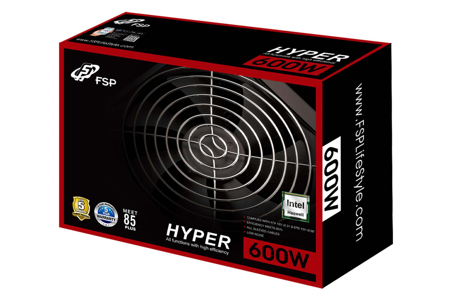 جعبه پاور کامپیوتر اف اس پی HYPER S با توان 600 وات