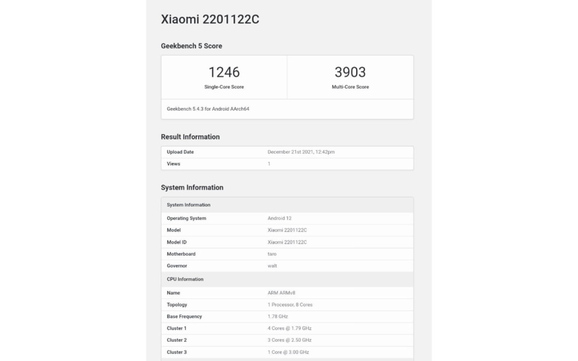 شیائومی ۱۲ پرو در گیک‌بنچ