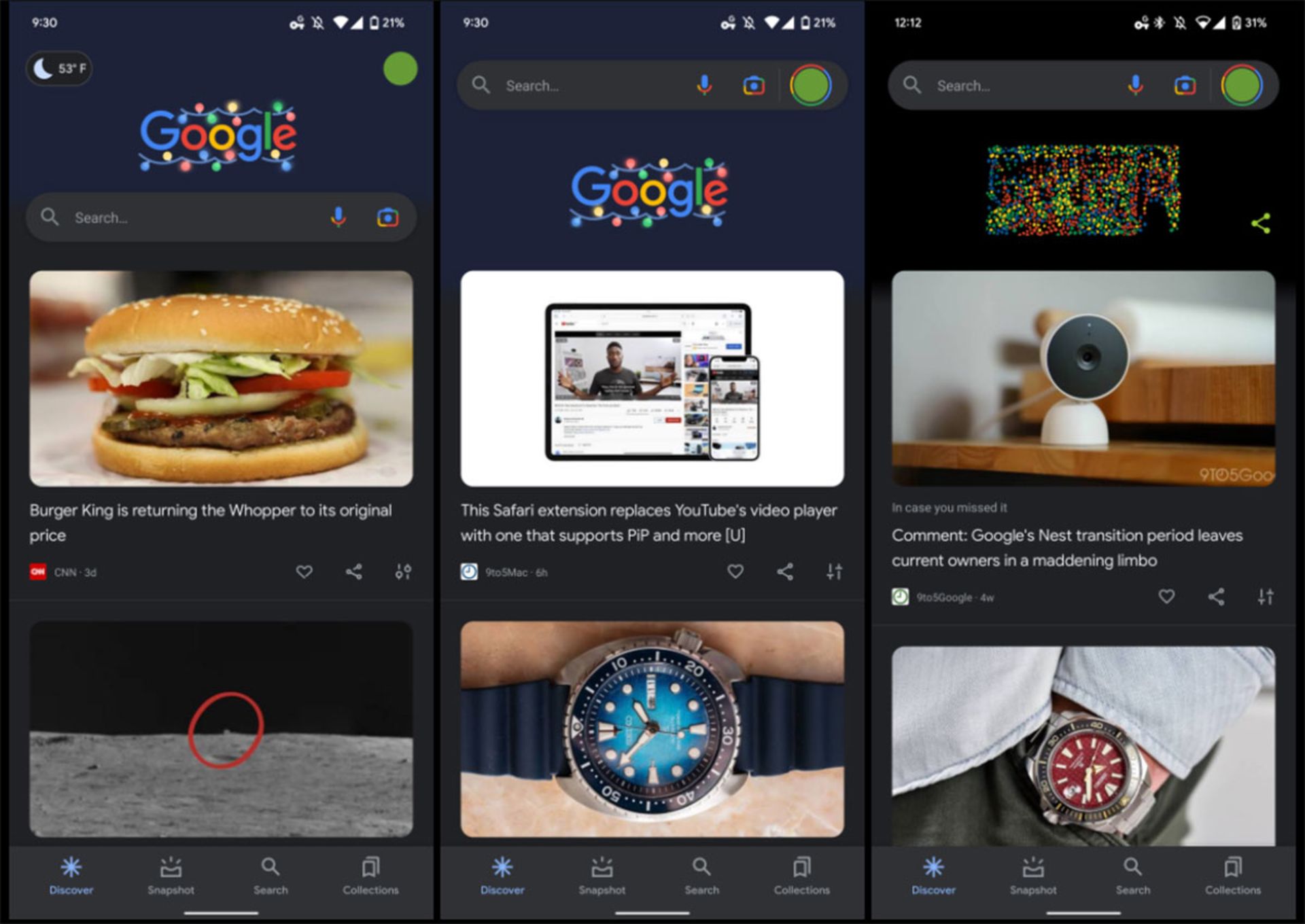 نوار جستجوی گوگل در باای صفحه