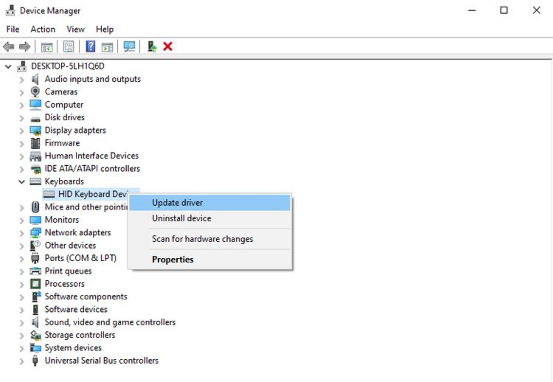 به روزرسانی درایور کیبورد