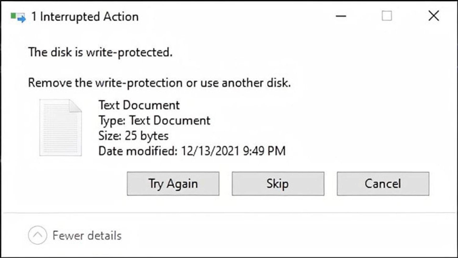 خطای write protection