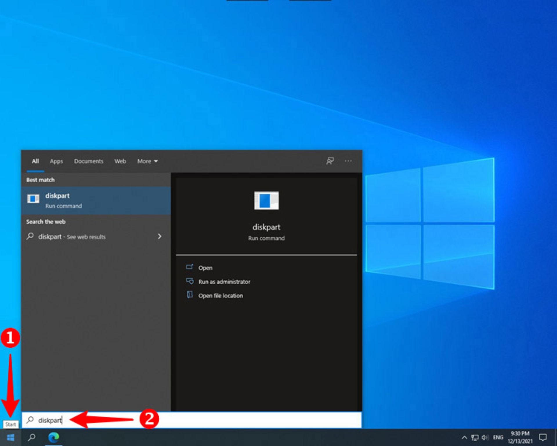 فراخوانی diskpart