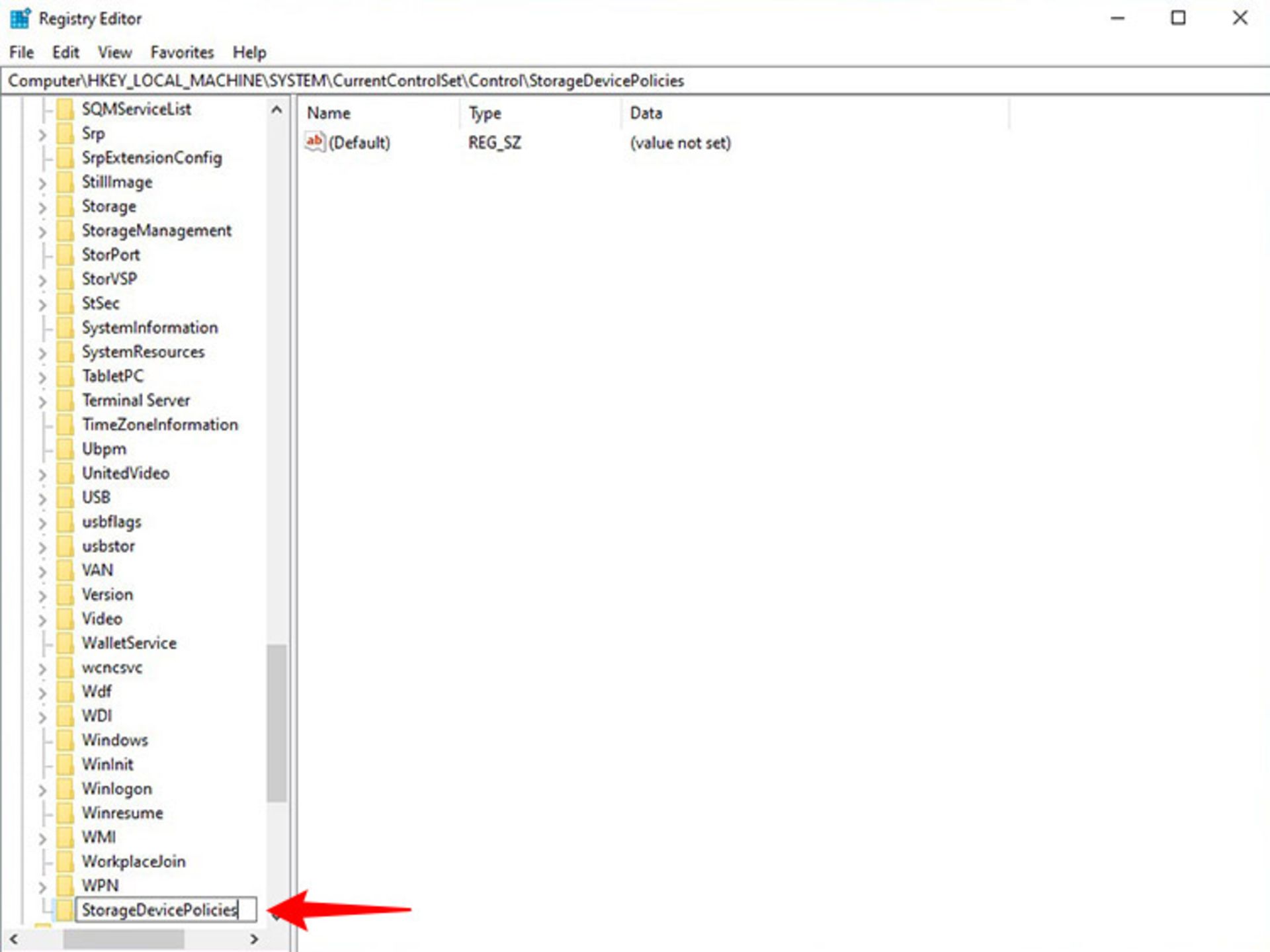 تعیین نام فولدر storage device policies