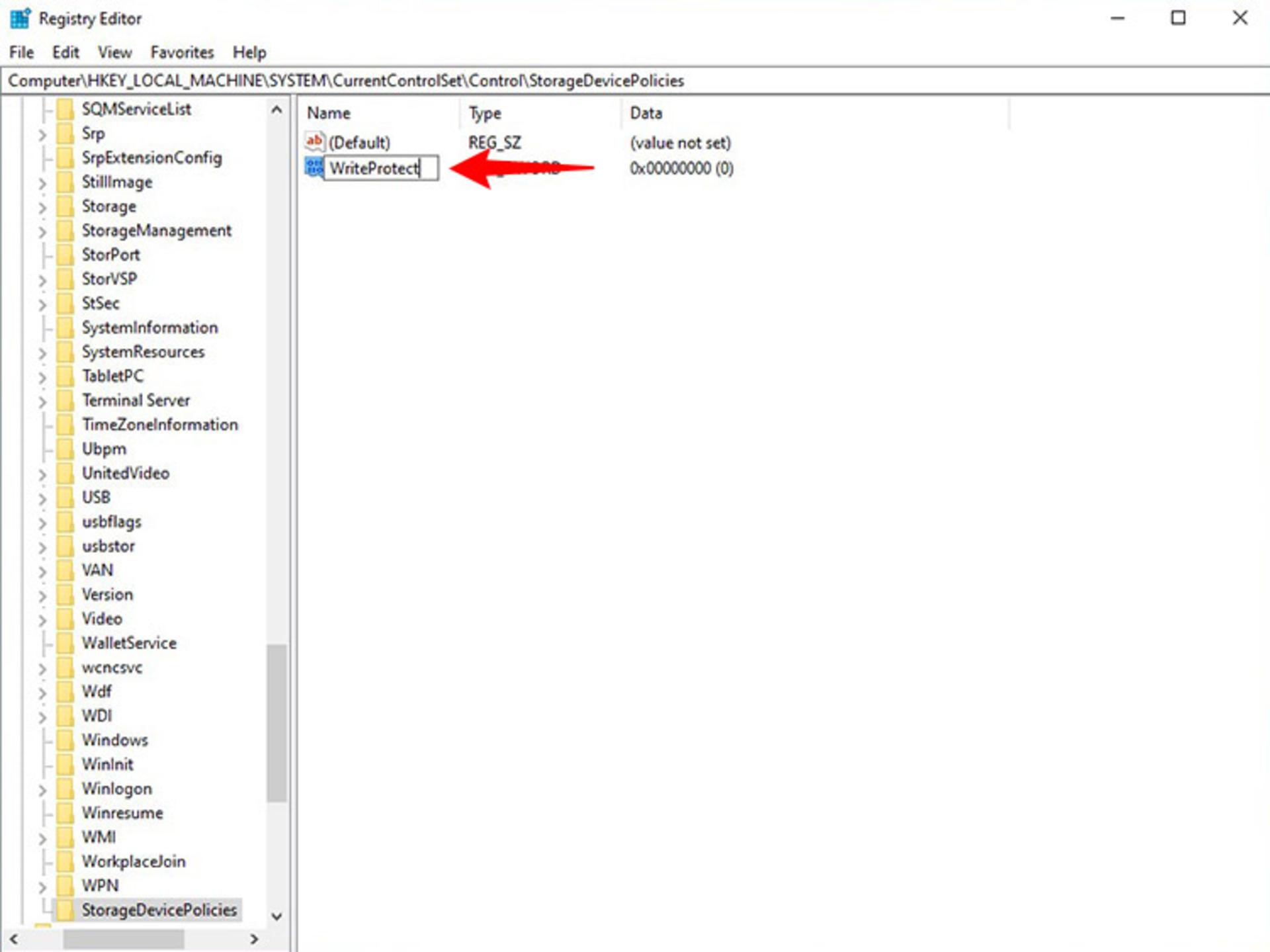 تعیین نام dword writeprotect
