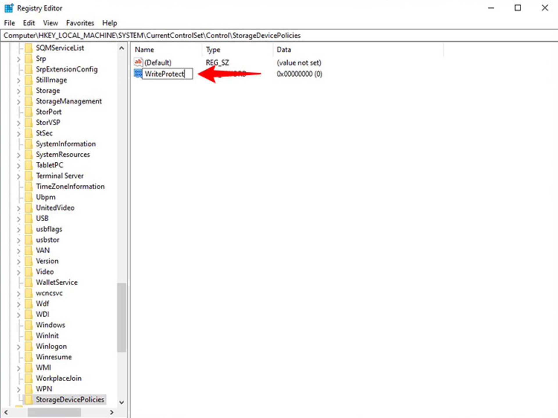 تعیین نام dword writeprotect