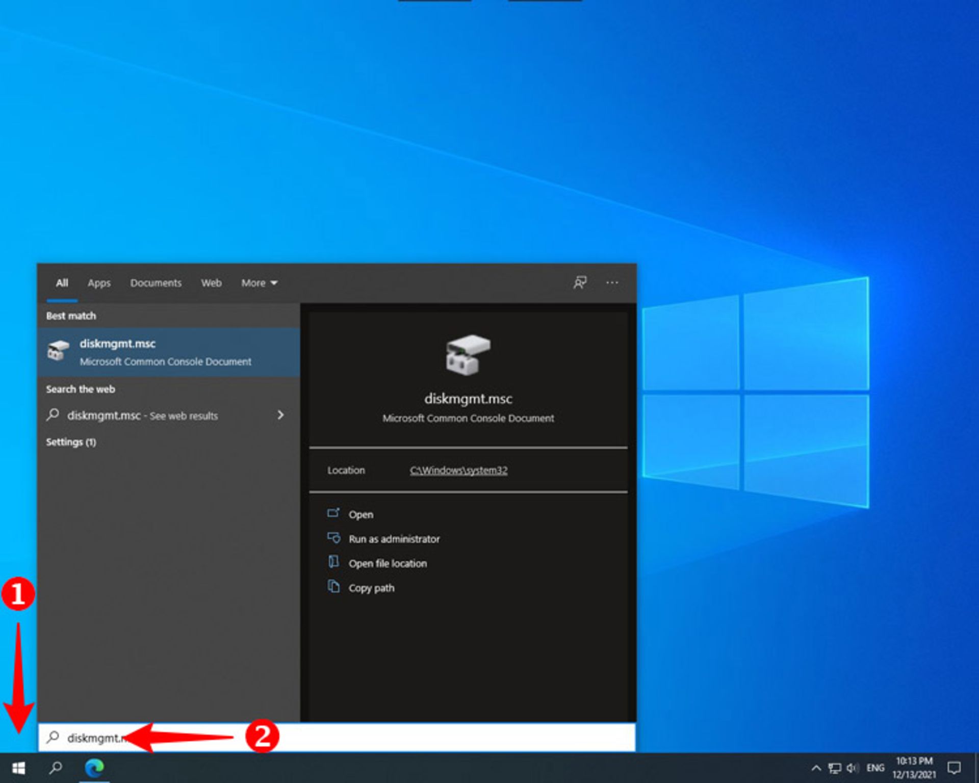 فراخوانی disk managment