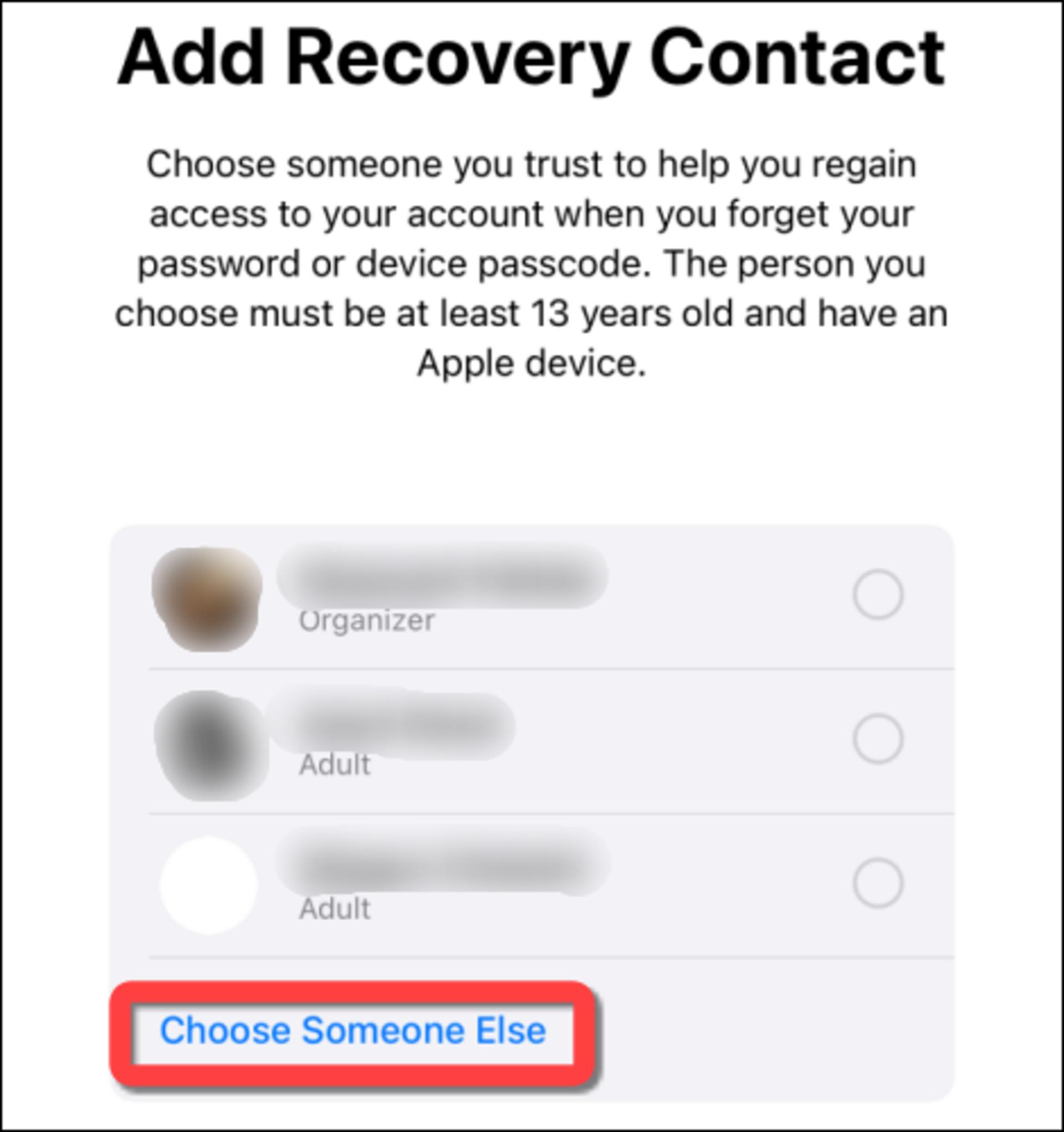 روش افزودن recovery contact در دستگاه‌های اپل
