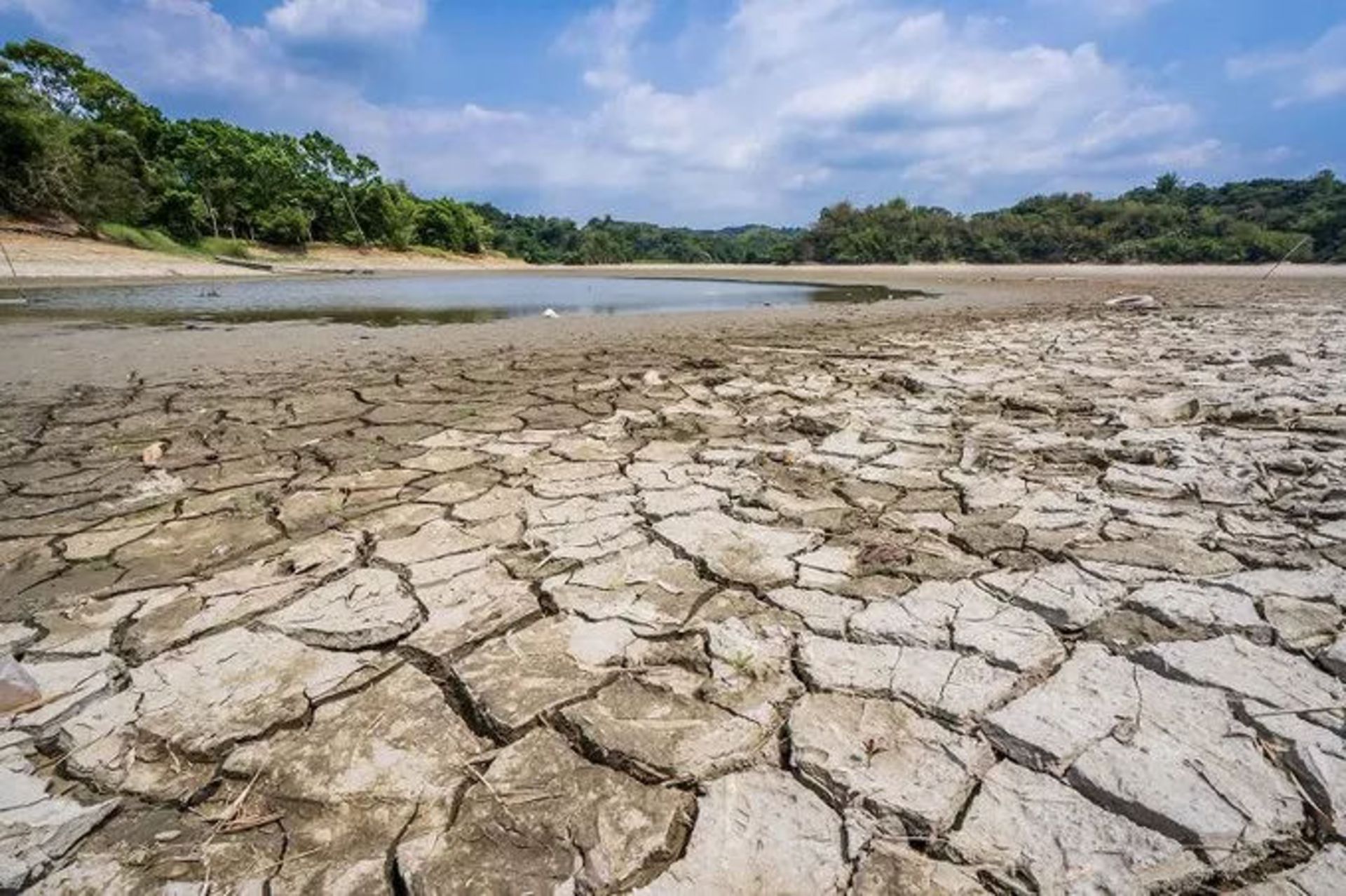 خشکسالی تایوان در یک دریاچه
