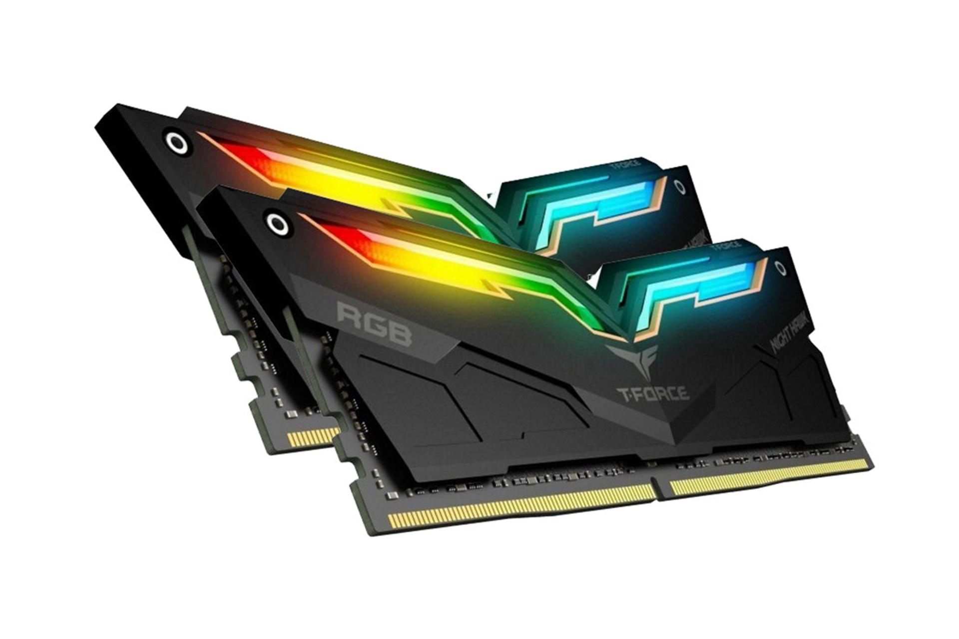 نمای کنار رم تیم گروپ T-FORCE NIGHT HAWK RGB ظرفیت 16 گیگابایت (2x8) از نوع DDR4-3200