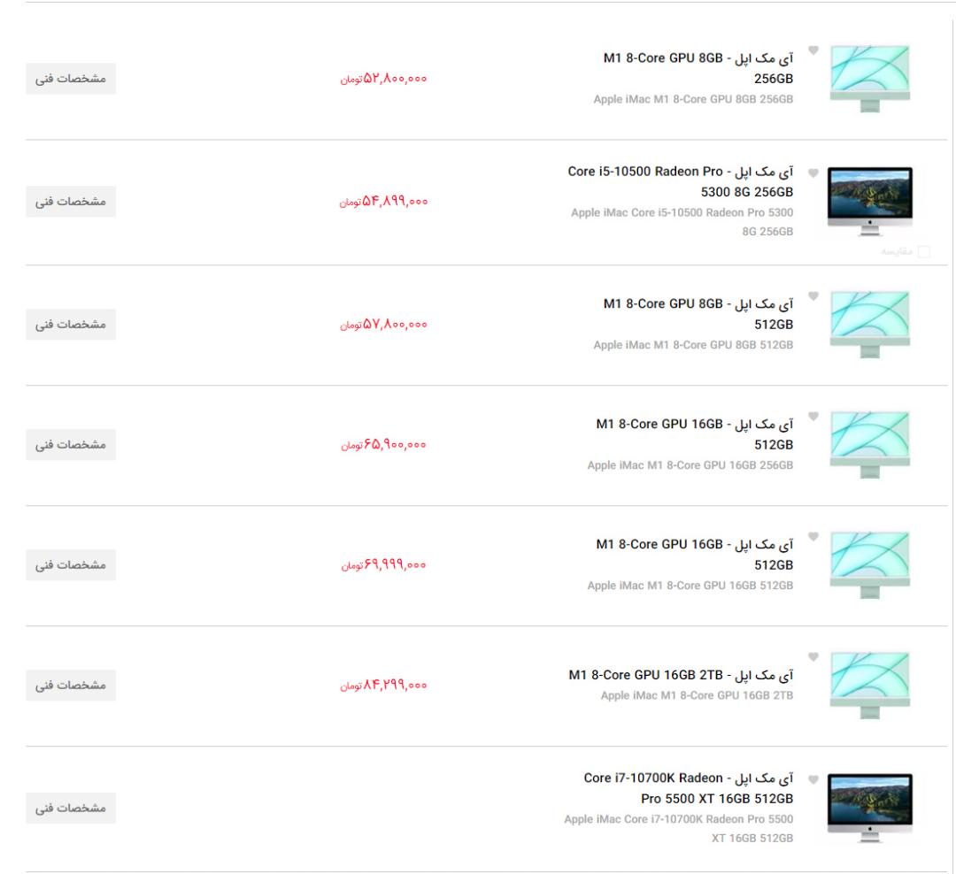 لیست آل این وان در بخش محصولات زومیت