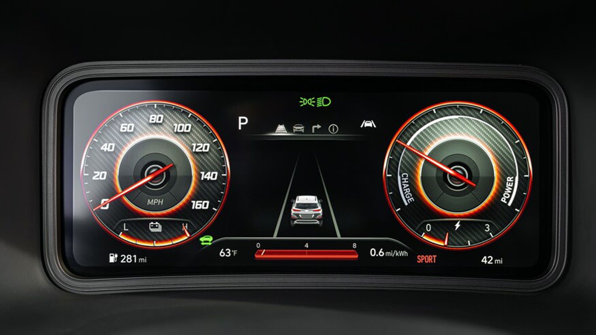 نمایشگر جلوداشبورد خودروی برقی هیوندای کنا الکتریک / 2022 Hyundai Kona Electric