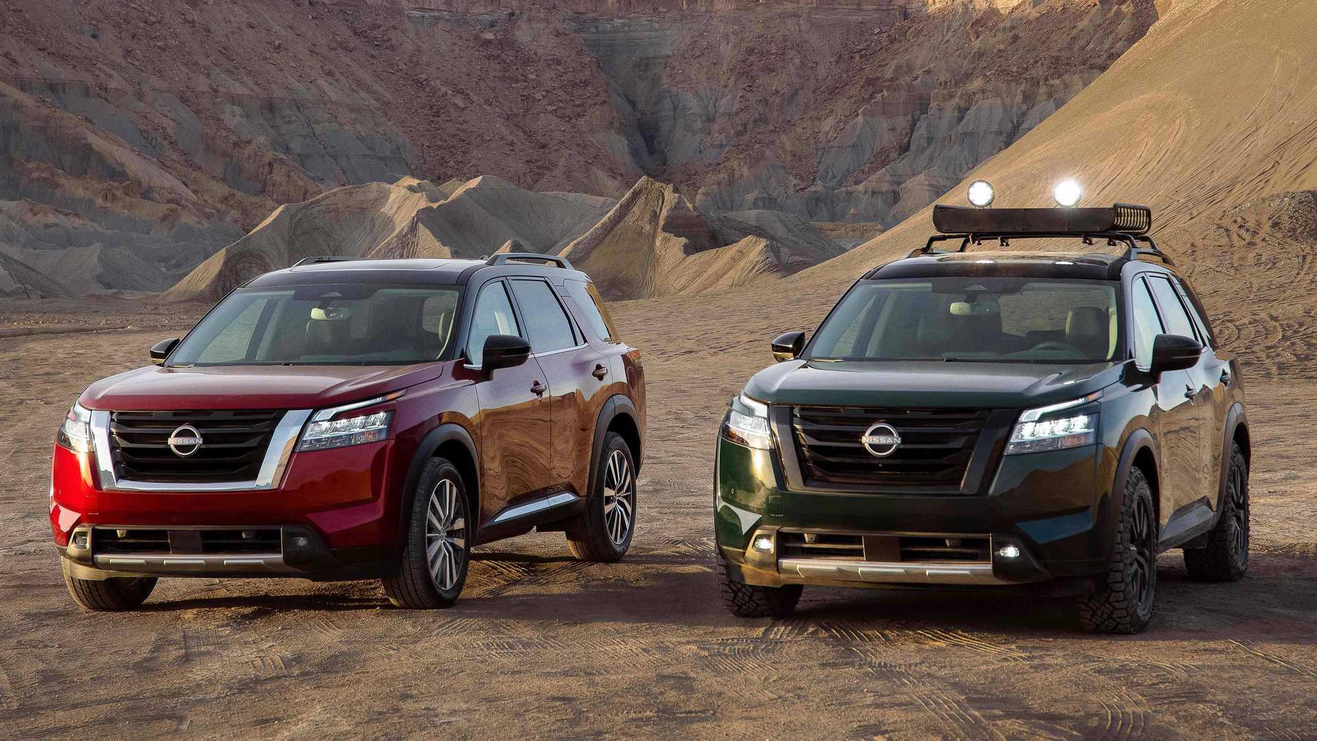 نمای اصلی کراس اور نیسان پت فایندر / 2022 Nissan Pathfinder crossover قرمز رنگ 