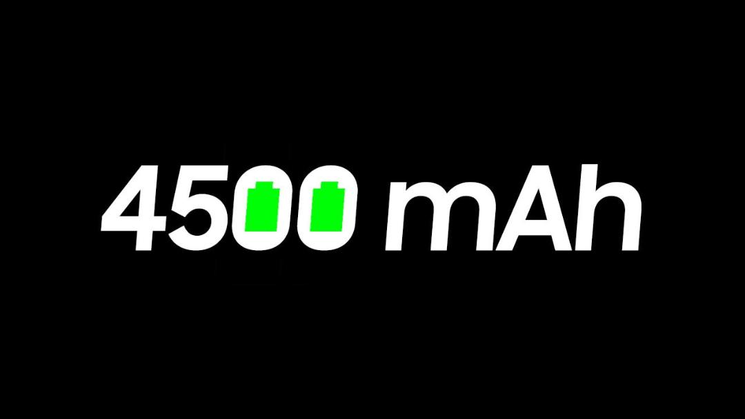 عدد 4500 در پس زمینه مشکی ظرفیت باتری منتسب‌به وان پلاس 9 پرو