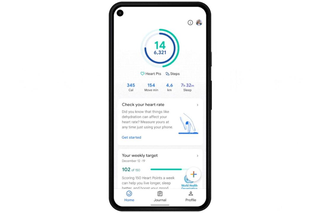 قابلیت ضربان قلب اپلیکیشن Fit در گوشی پیکسل 5 گوگل