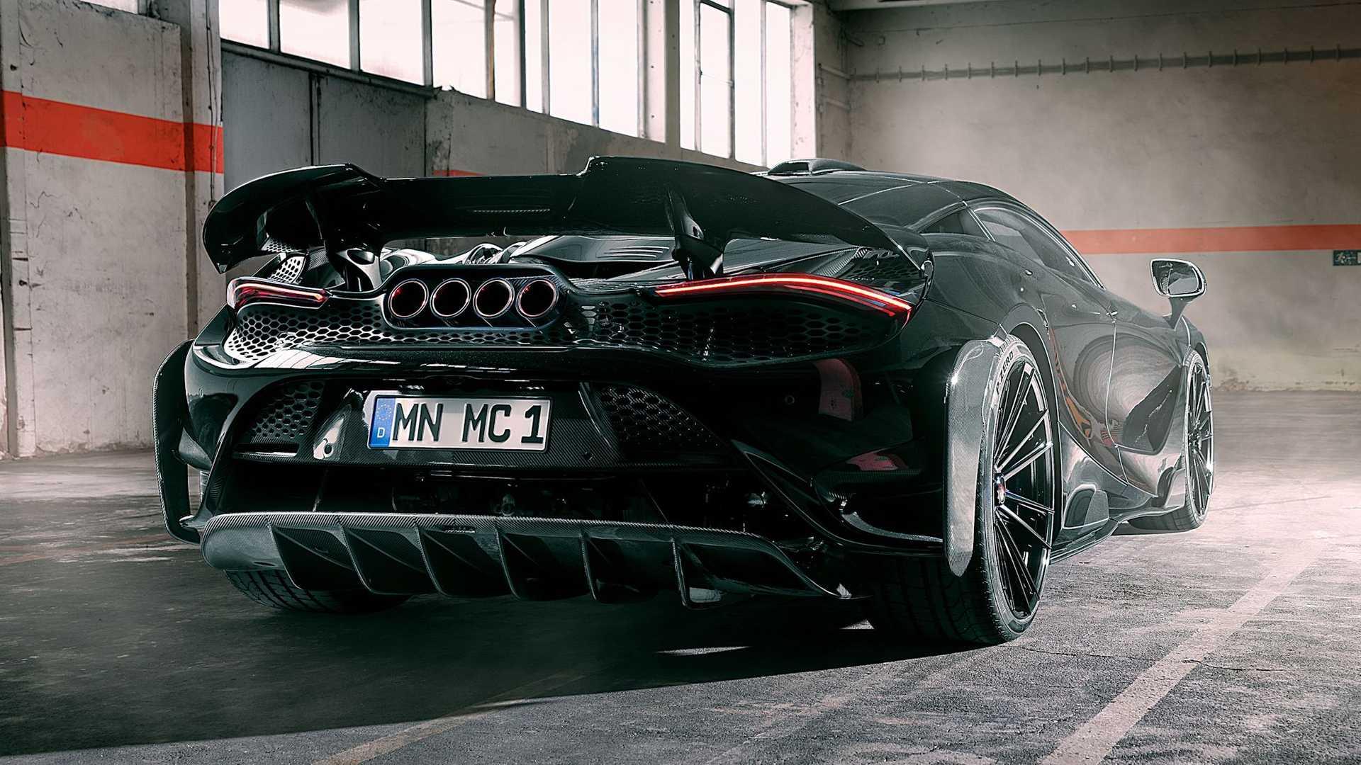 نمای سه چهارم عقب مک لارن 765LT / McLaren 765LT با تیونینگ نویتک / Novitec 