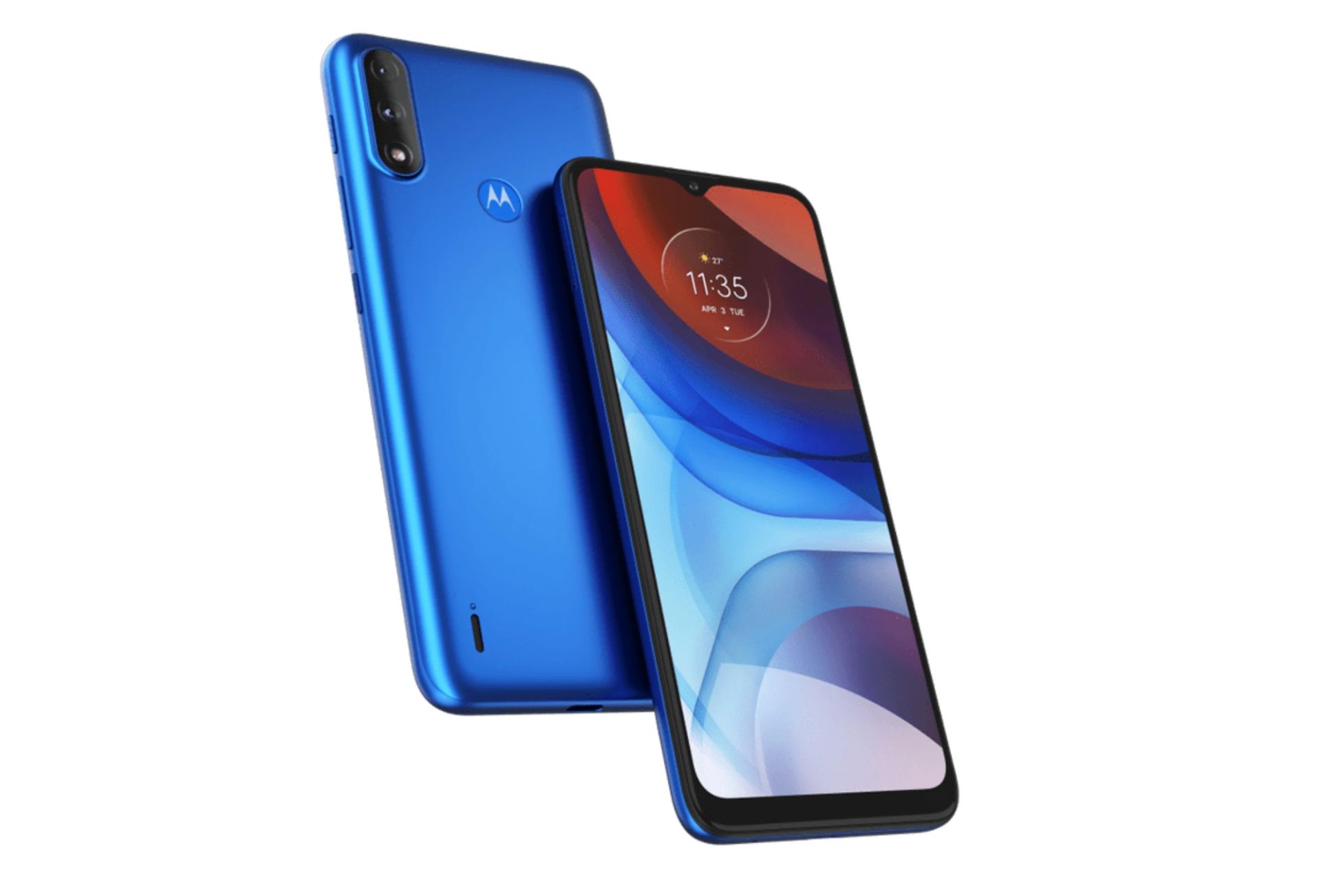 نمای پشت و جلو موتو E7 پاور موتورولا رنگ آبی