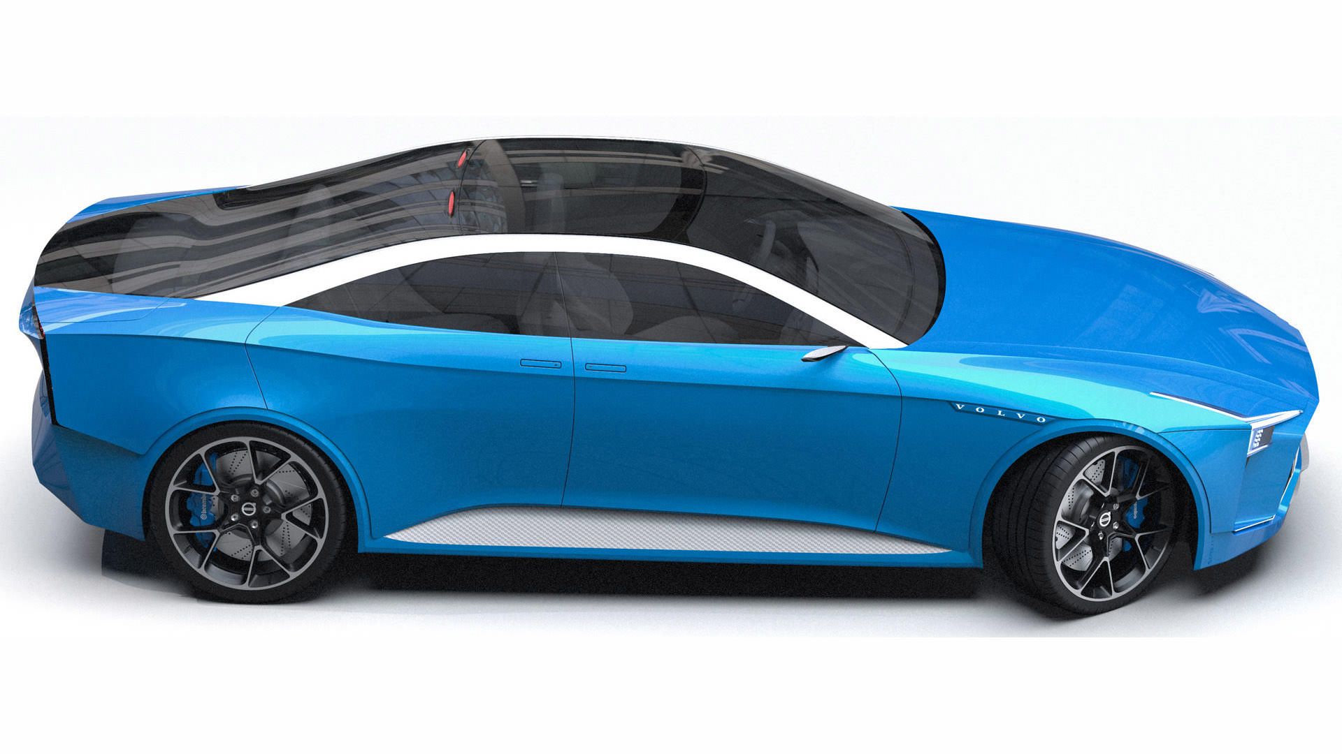 نمای جانبی خودروی مفهومی ولوو کریگر / Volvo Krigare آبی رنگ