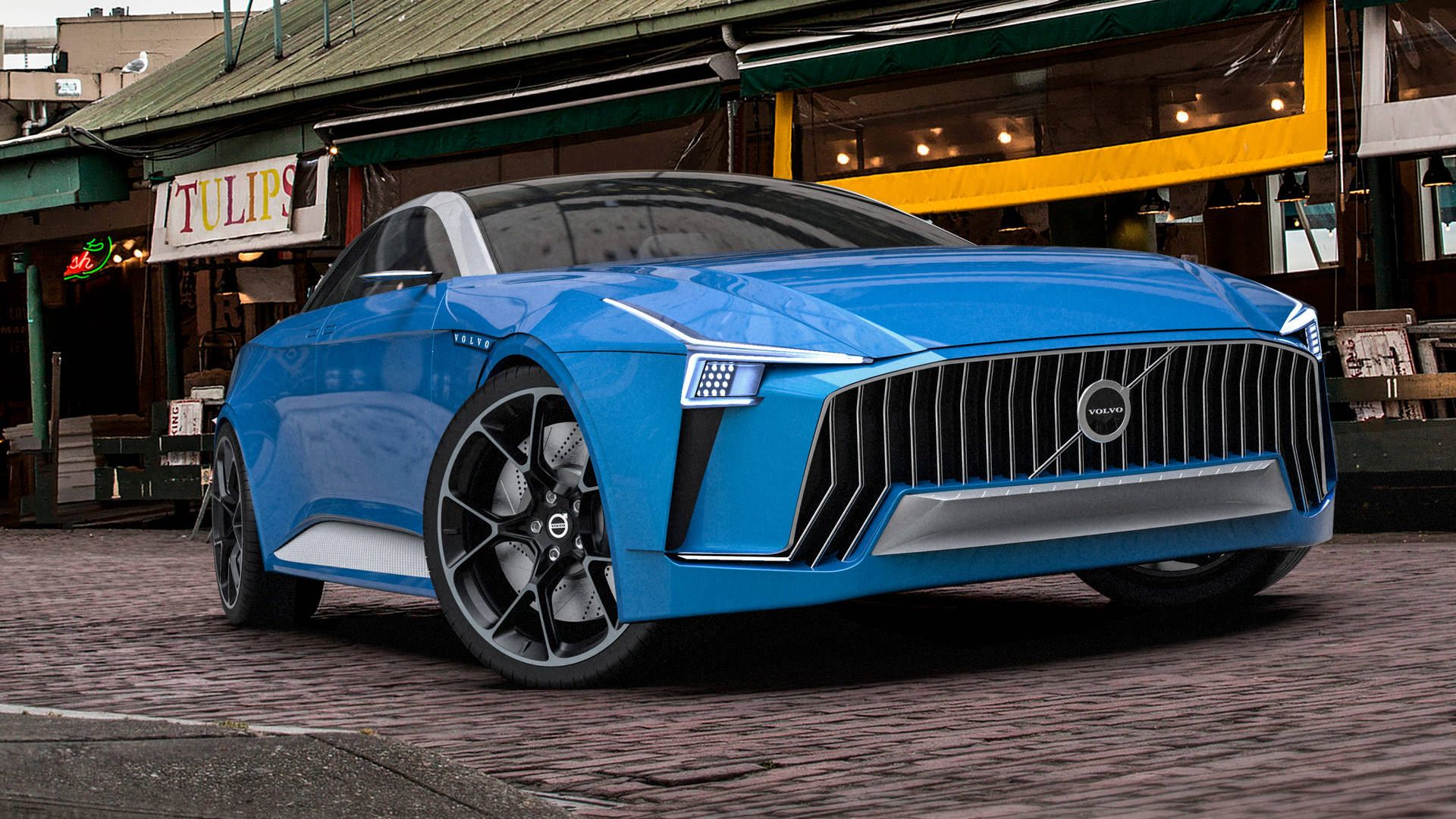 نمای جلو خودروی مفهومی ولوو کریگر / Volvo Krigare آبی رنگ