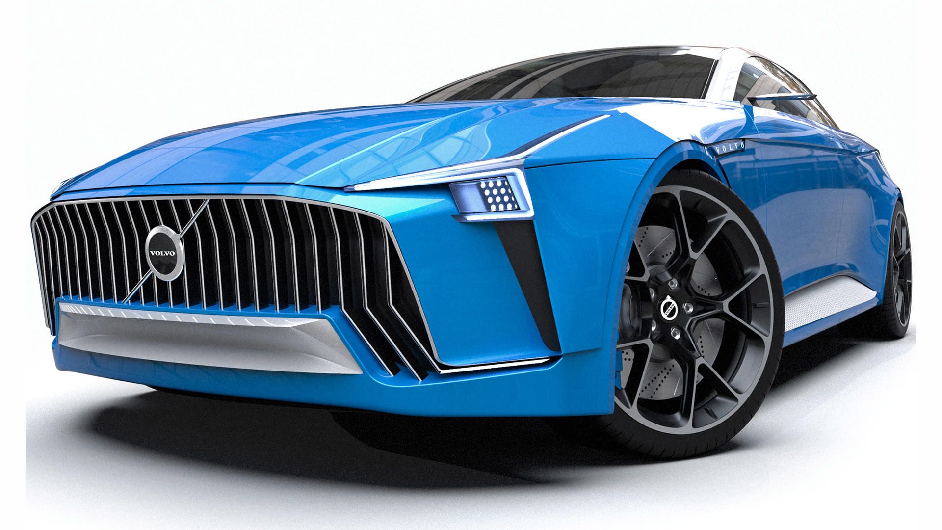 جلوپنجره و لوگوی خودروی مفهومی ولوو کریگر / Volvo Krigare آبی رنگ