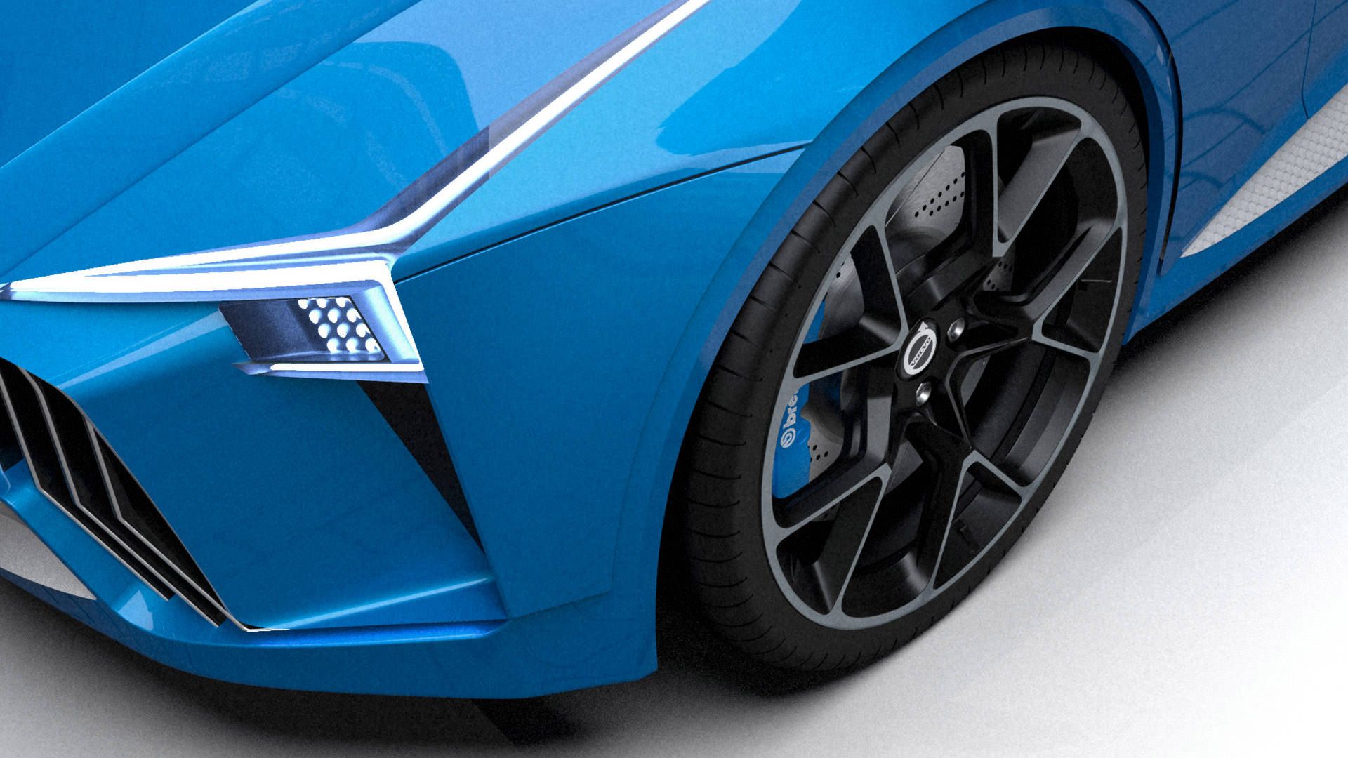 چراغ روشنایی روز خودروی مفهومی ولوو کریگر / Volvo Krigare آبی رنگ