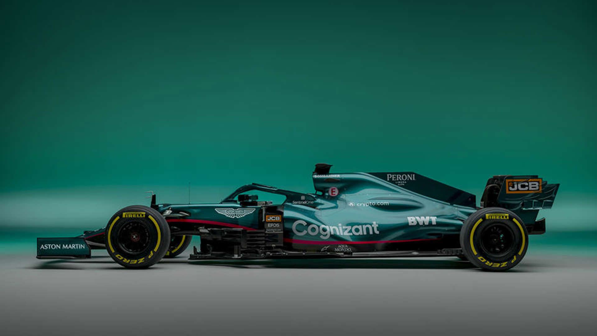 نمای جانبی خودروی فرمول یک تیم استون مارتین / Aston Martin F1 2021 AMR21