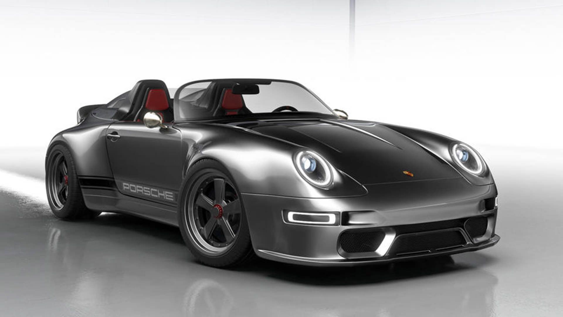 نمای سه چهارم پورشه 993 اسپیدستر / Porsche 993 Speedster Remastered با تیونینگ گانتر ورکس نقره ای رنگ