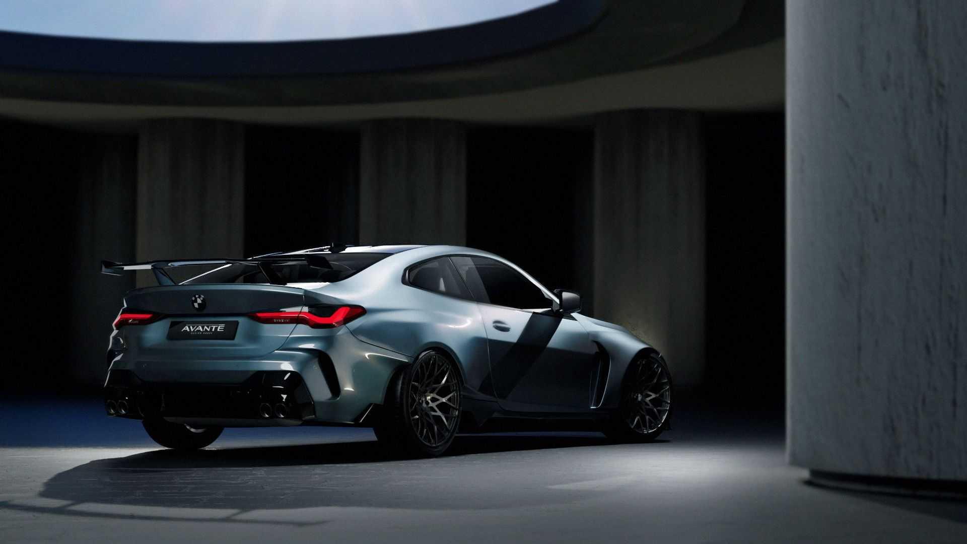 نمای عقب کوپه بی ام و ام 4 /  BMW M4 Coupe با کیت بدنه آوانته دیزاین / Avante Design نقره ای رنگ