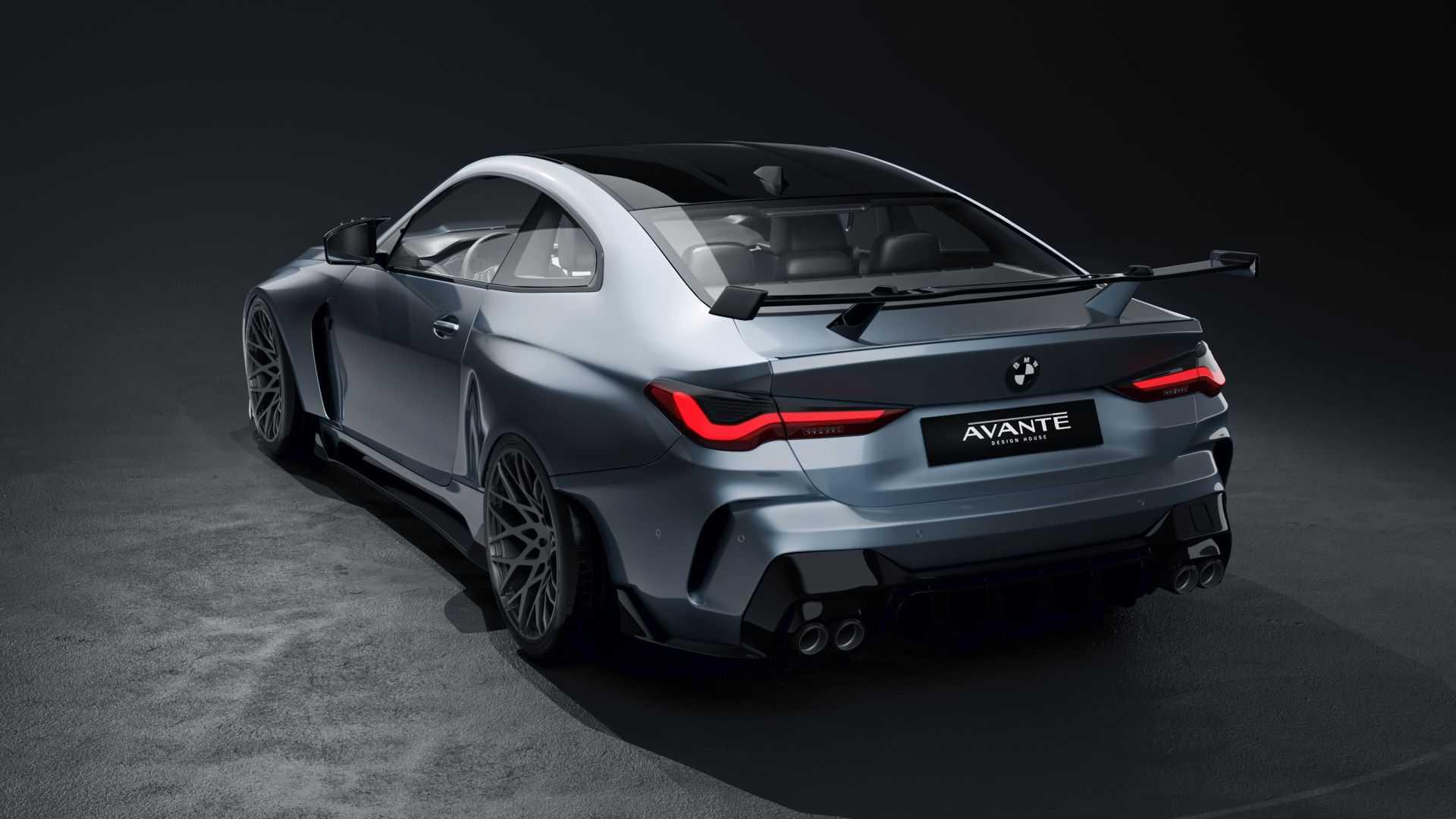 نمای عقب کوپه بی ام و ام 4 /  BMW M4 Coupe با کیت بدنه آوانته دیزاین / Avante Design نقره ای رنگ