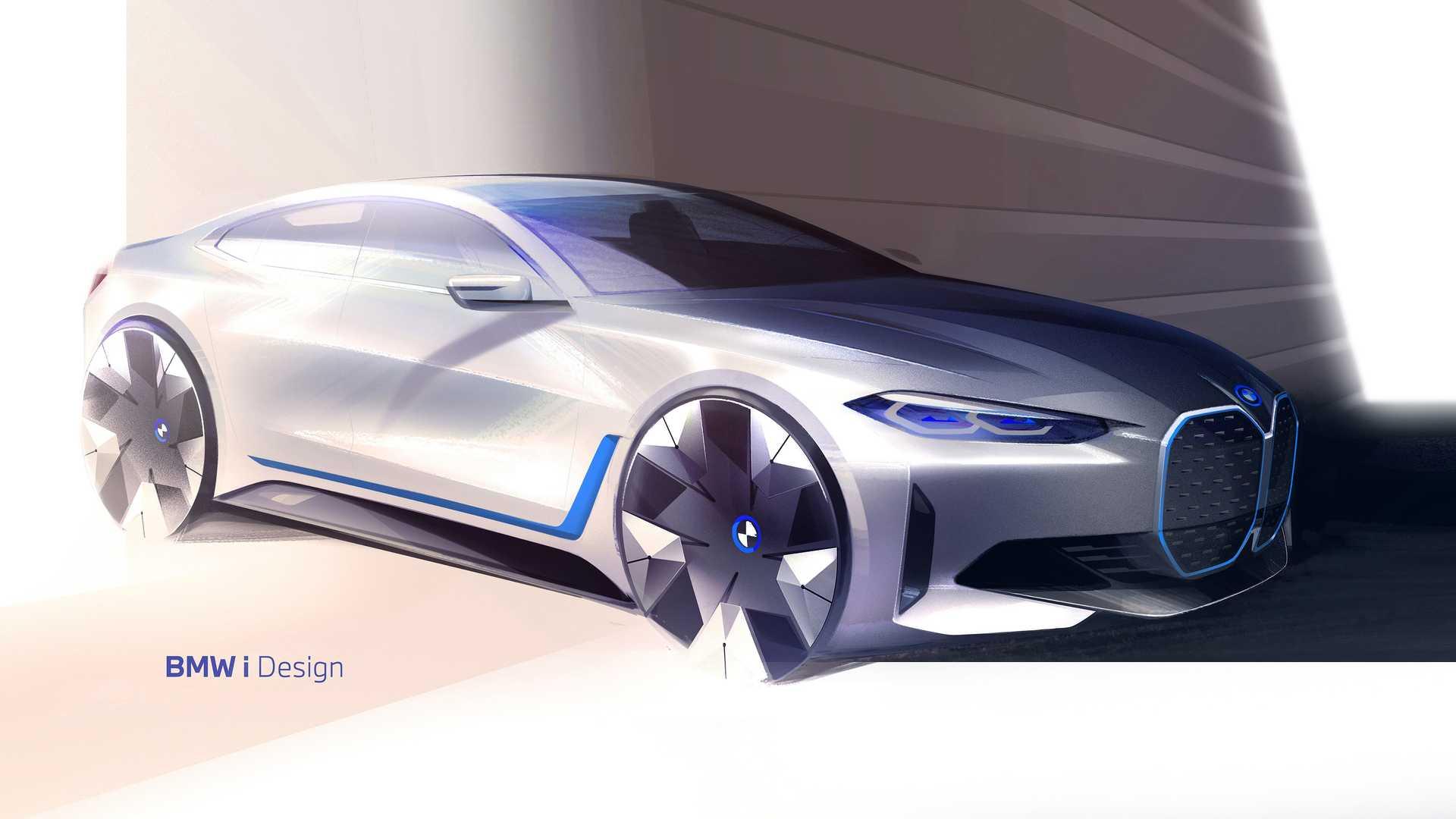 رندر خودروی الکتریکی بی ام و آی 4 / BMW i4 EV سفید رنگ