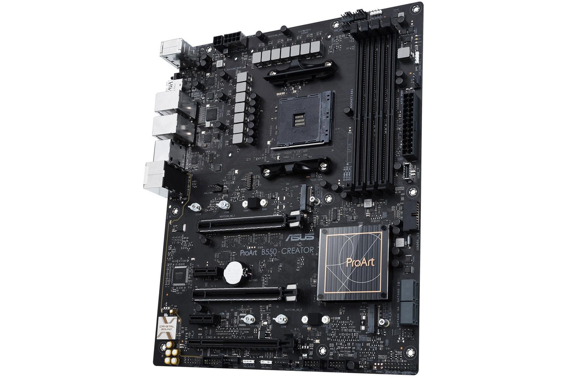 نمای سه رخ مادربرد ایسوس Asus ProART B550-Creator