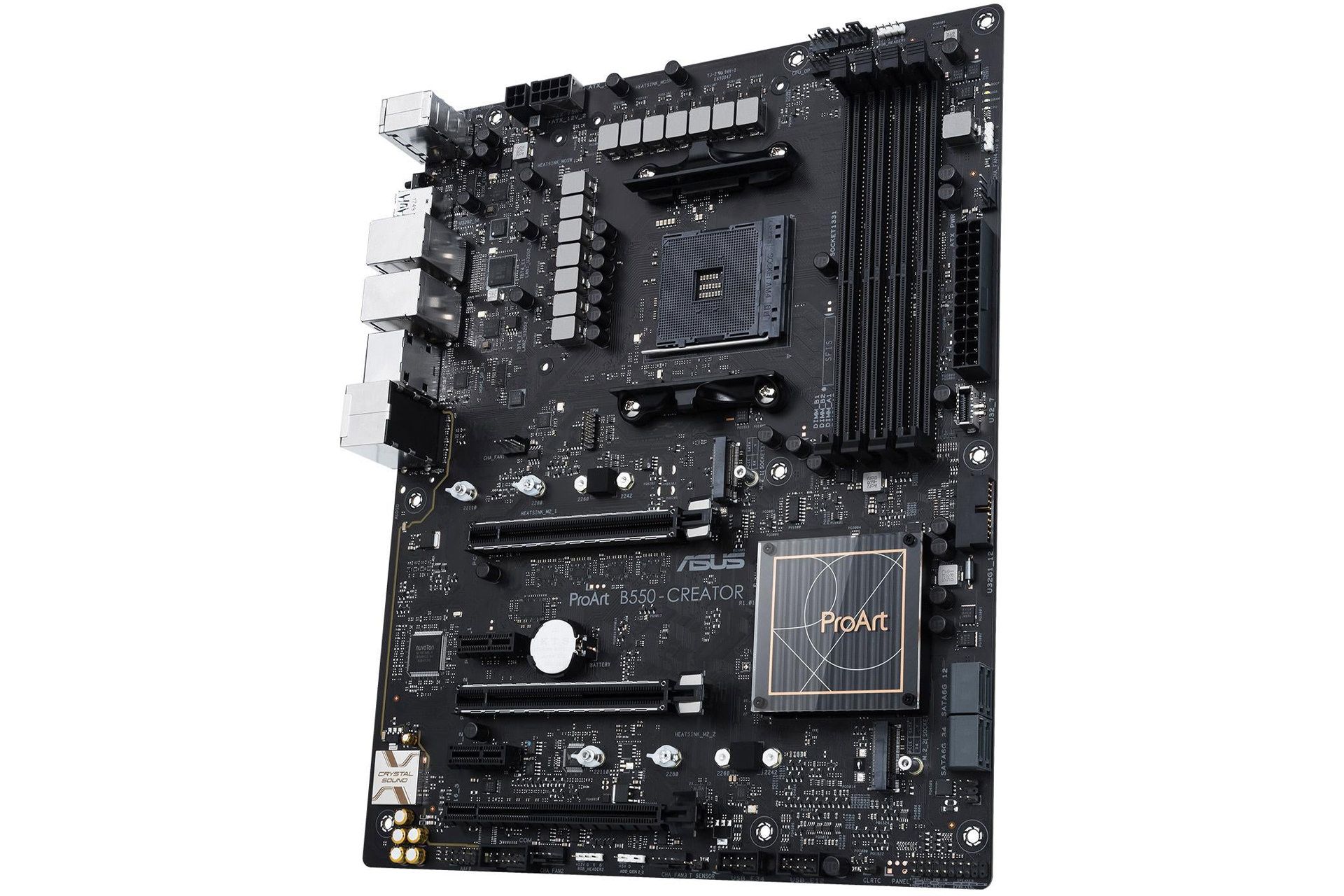 نمای سه رخ مادربرد ایسوس Asus ProART B550-Creator