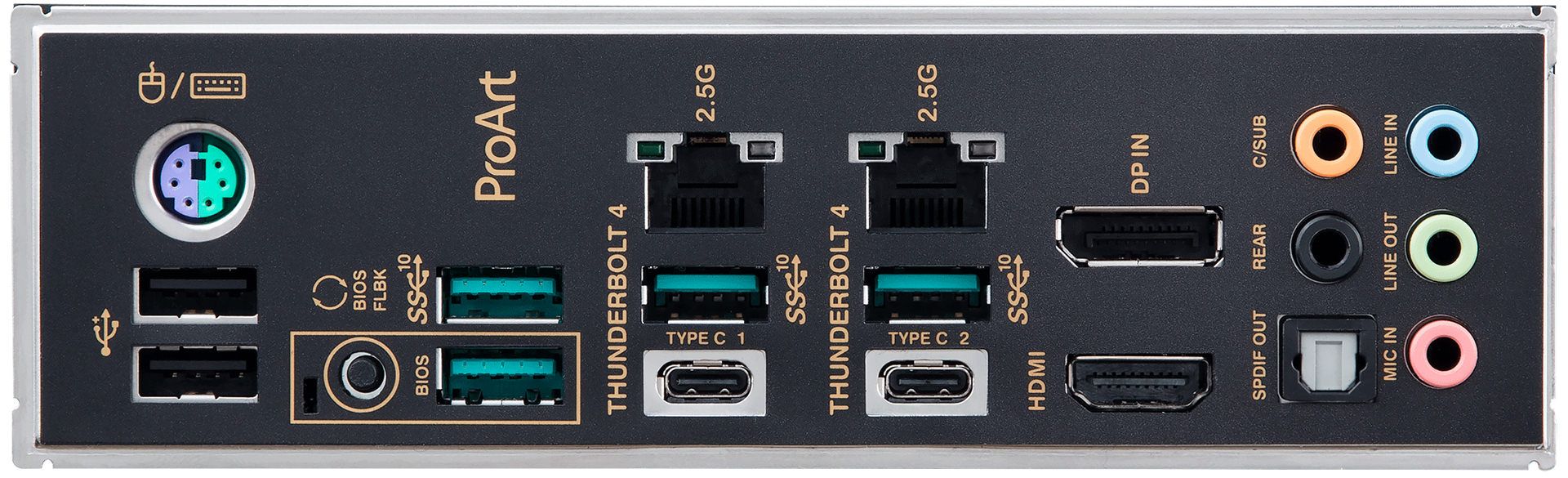 پورت های پشتی مادربرد ایسوس Asus ProART B550-Creator