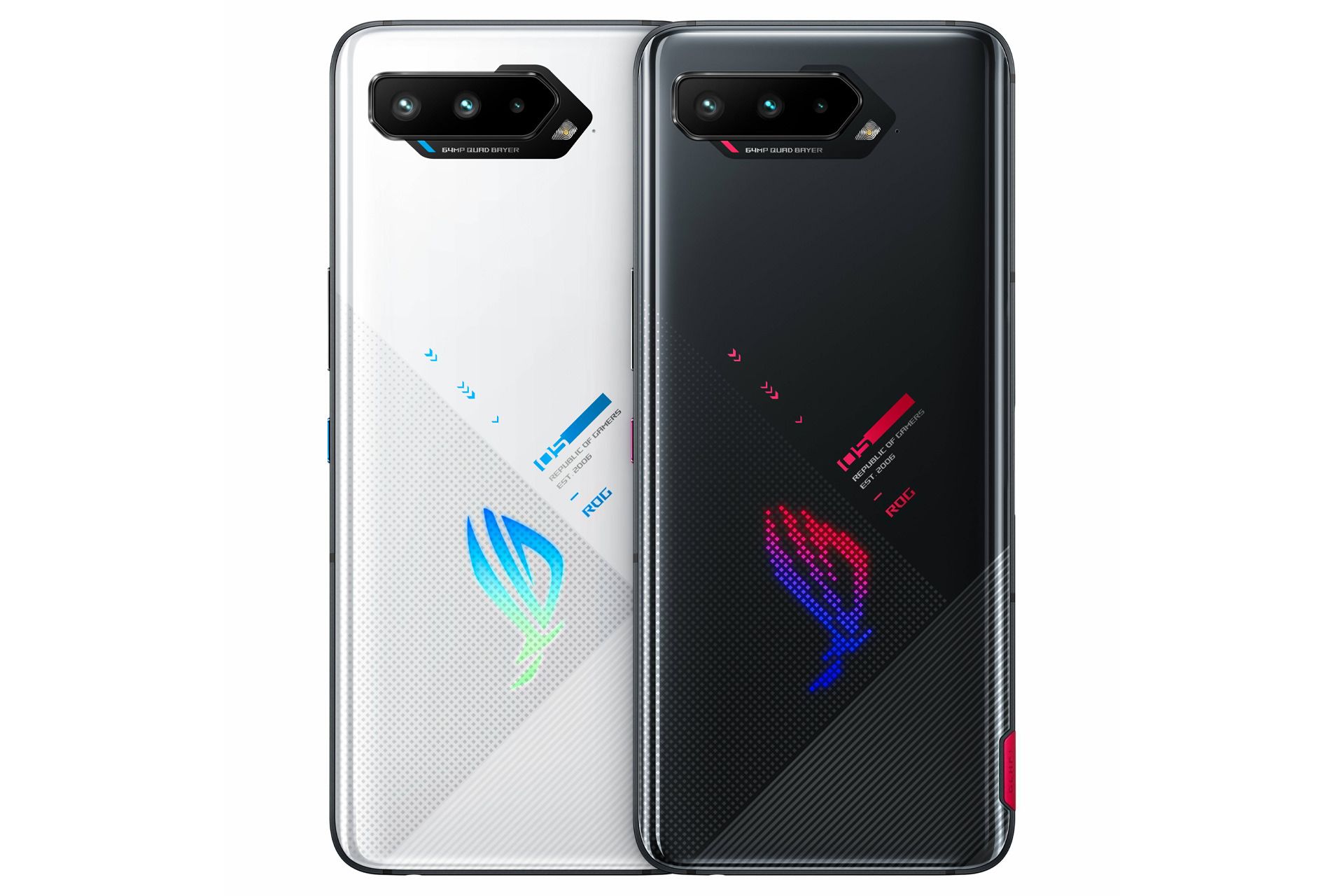 گوشی ایسوس راگ فون 5 عادی / Asus ROG Phone 5 از نمای پشت در دو رنگ