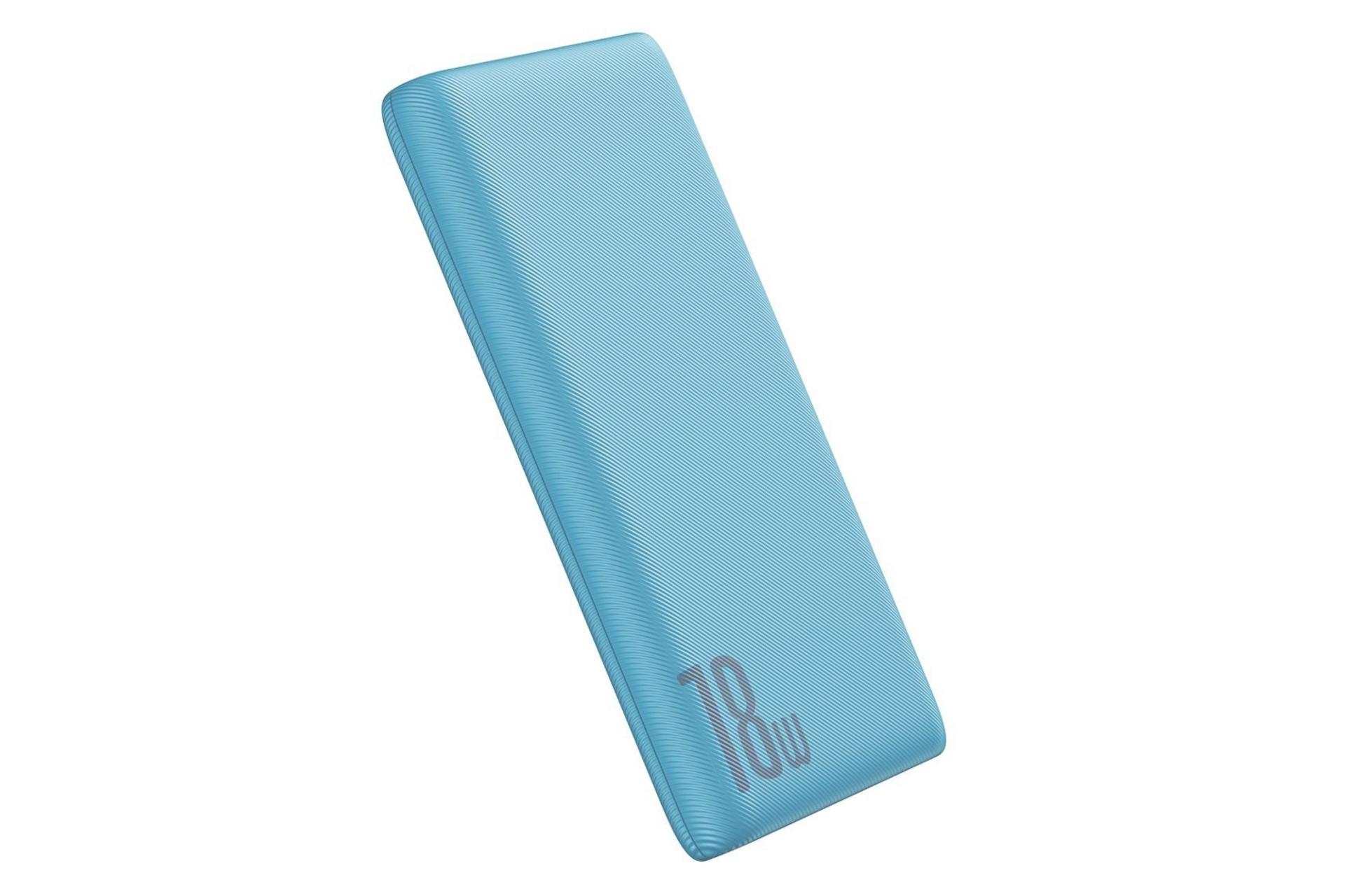 نمای کناری پاور بانک باسئوس Baseus Bipow 10000mAh با ظرفیت 10000 میلی‌آمپر ساعت آبی