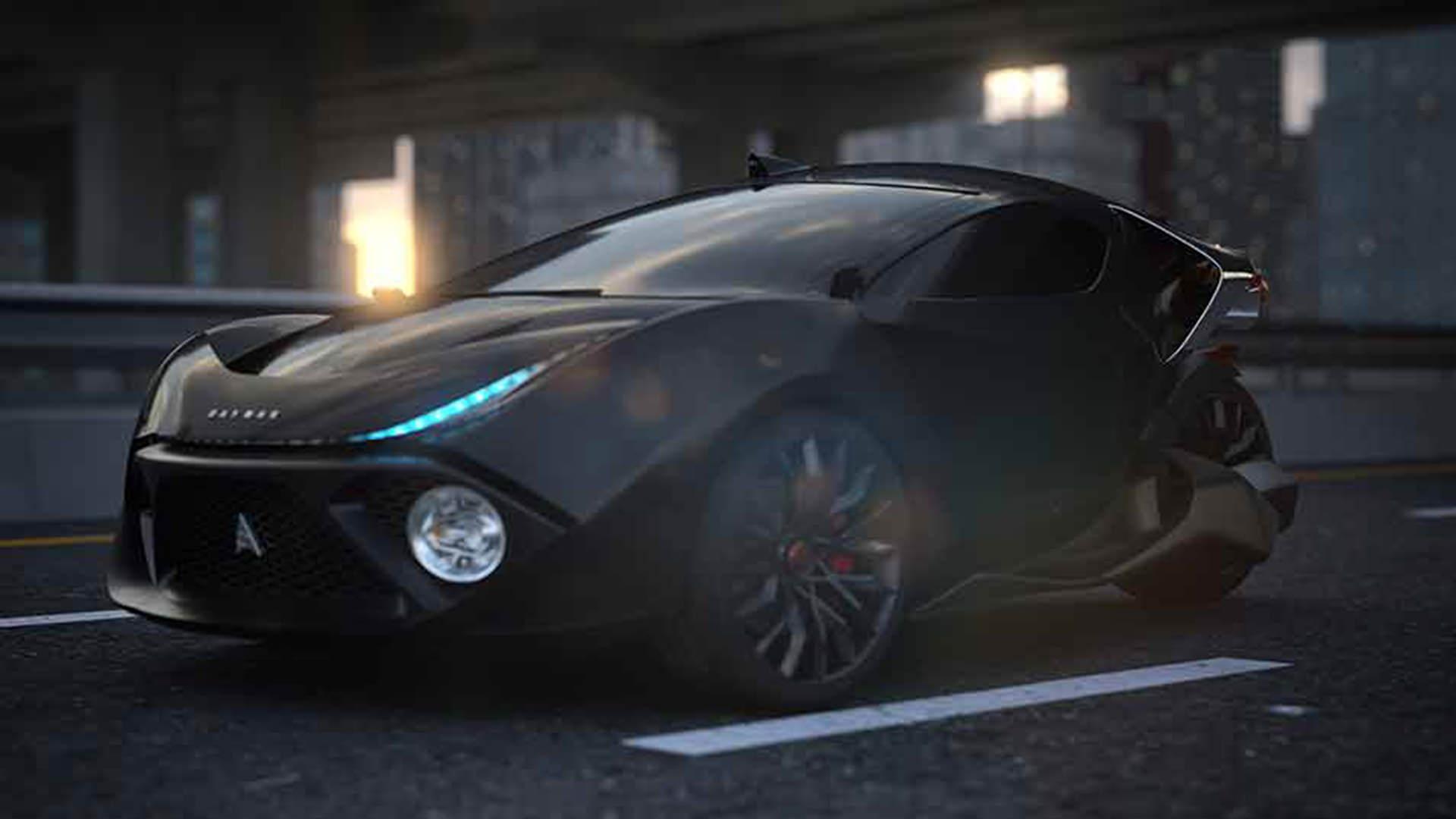 خودروی الکتریکی سه چرخ دیمک اسپریتوس / Daymak Spiritus three-wheeled EV سیاه رنگ در پارکینگ