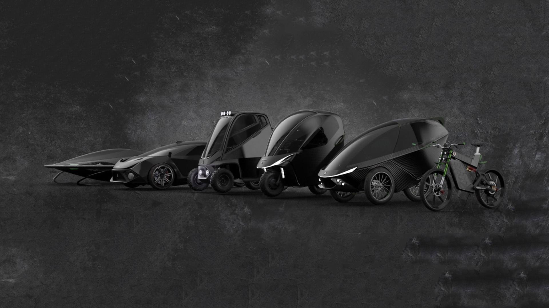 خودروی الکتریکی سه چرخ دیمک اسپریتوس / Daymak Spiritus three-wheeled EV در کنار سایر محصولات
