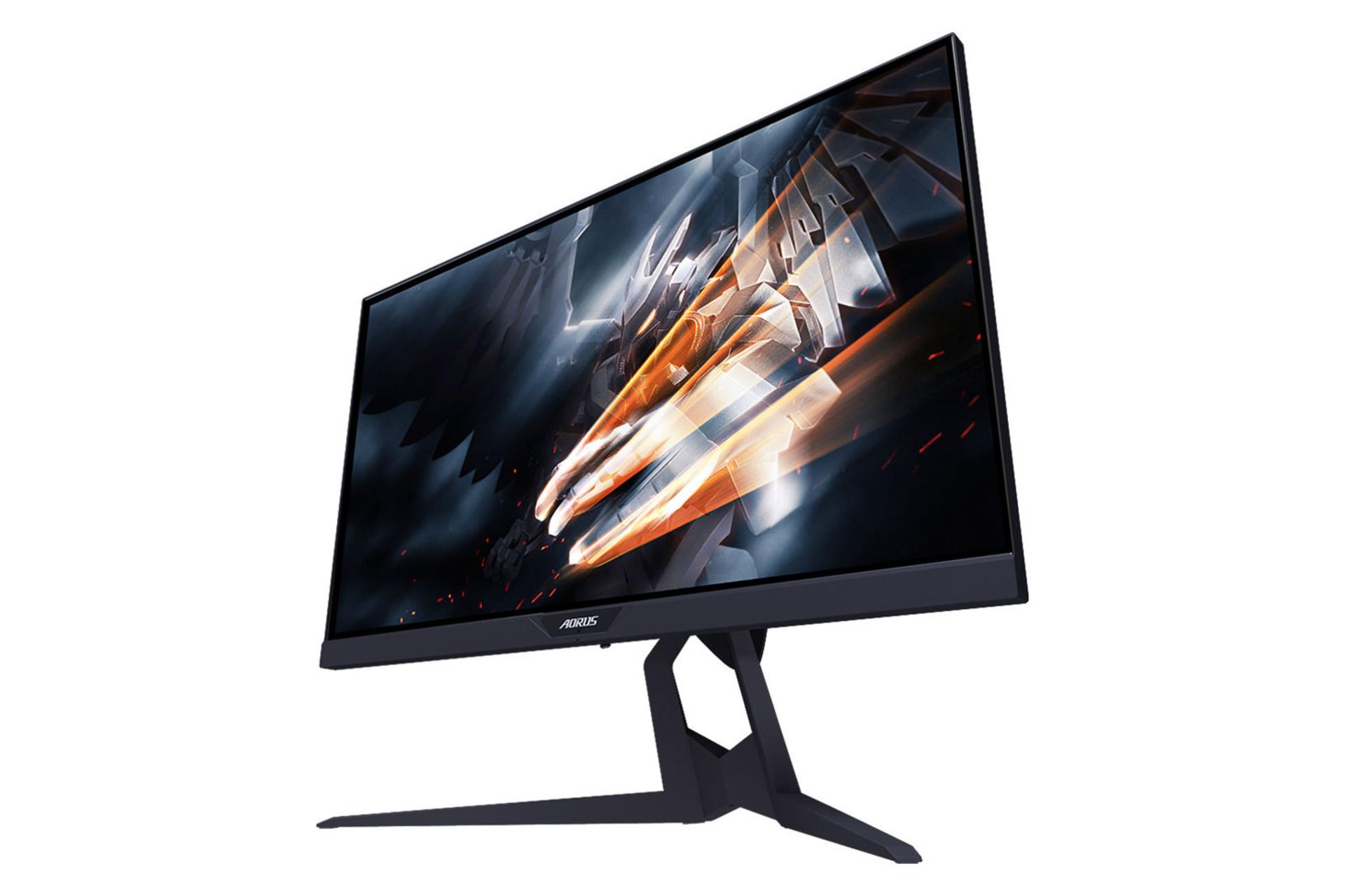نمای جلو زاویه دار مانیتور گیگابایت آروس 25 اینچ مدل KD25F رنگ مشکی
