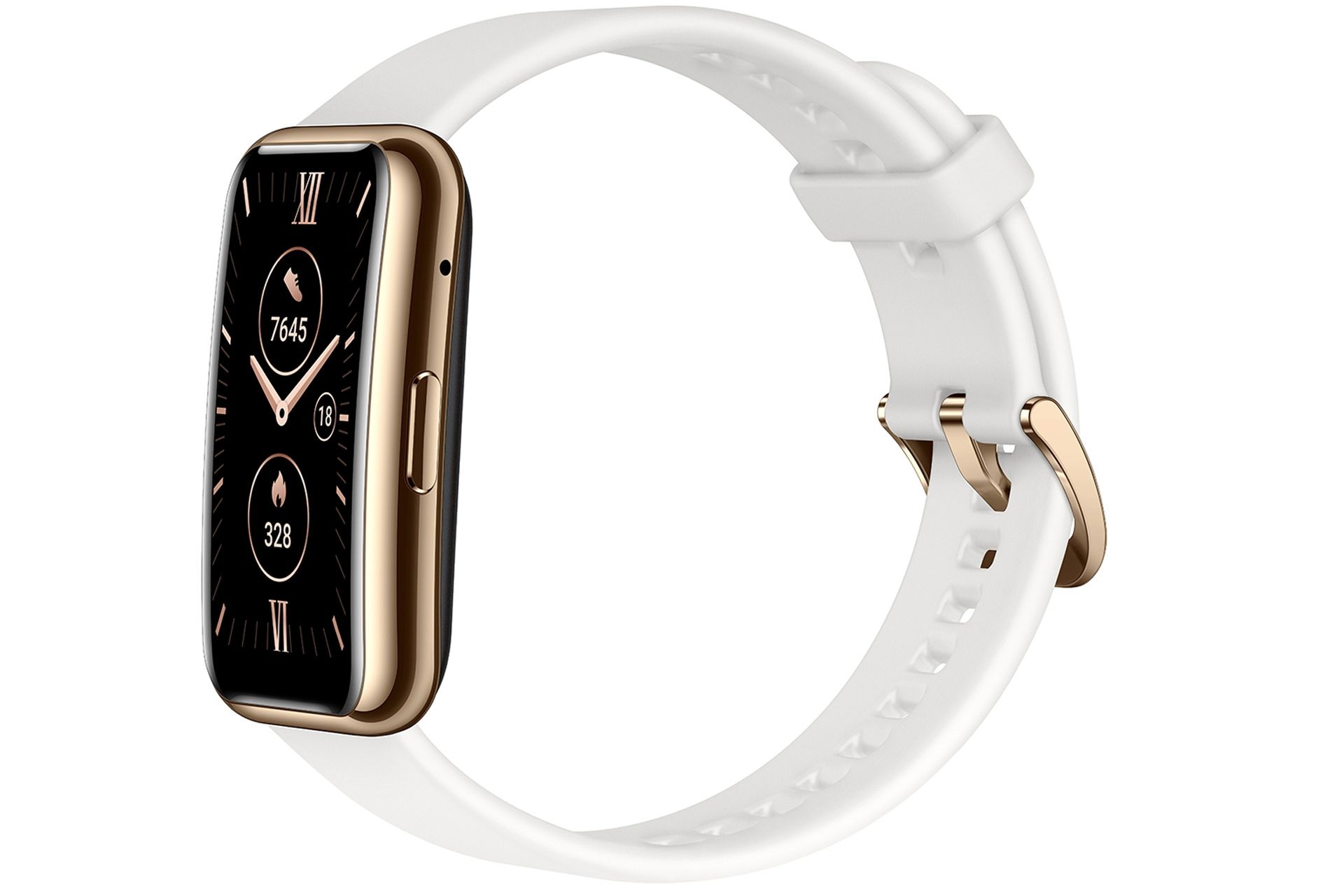 نیم رخ هواوی واچ فیت الگنت / Huawei Watch Fit Elegant مدل سفید و طلایی