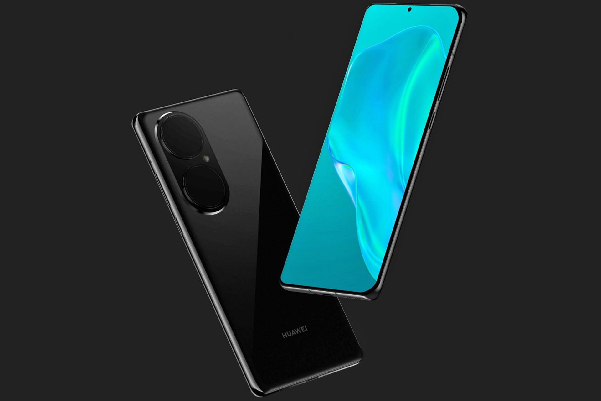 رندر فاش شده هواوی پی 50 پرو / Huawei P50 Pro از جلو و پشت مشکی
