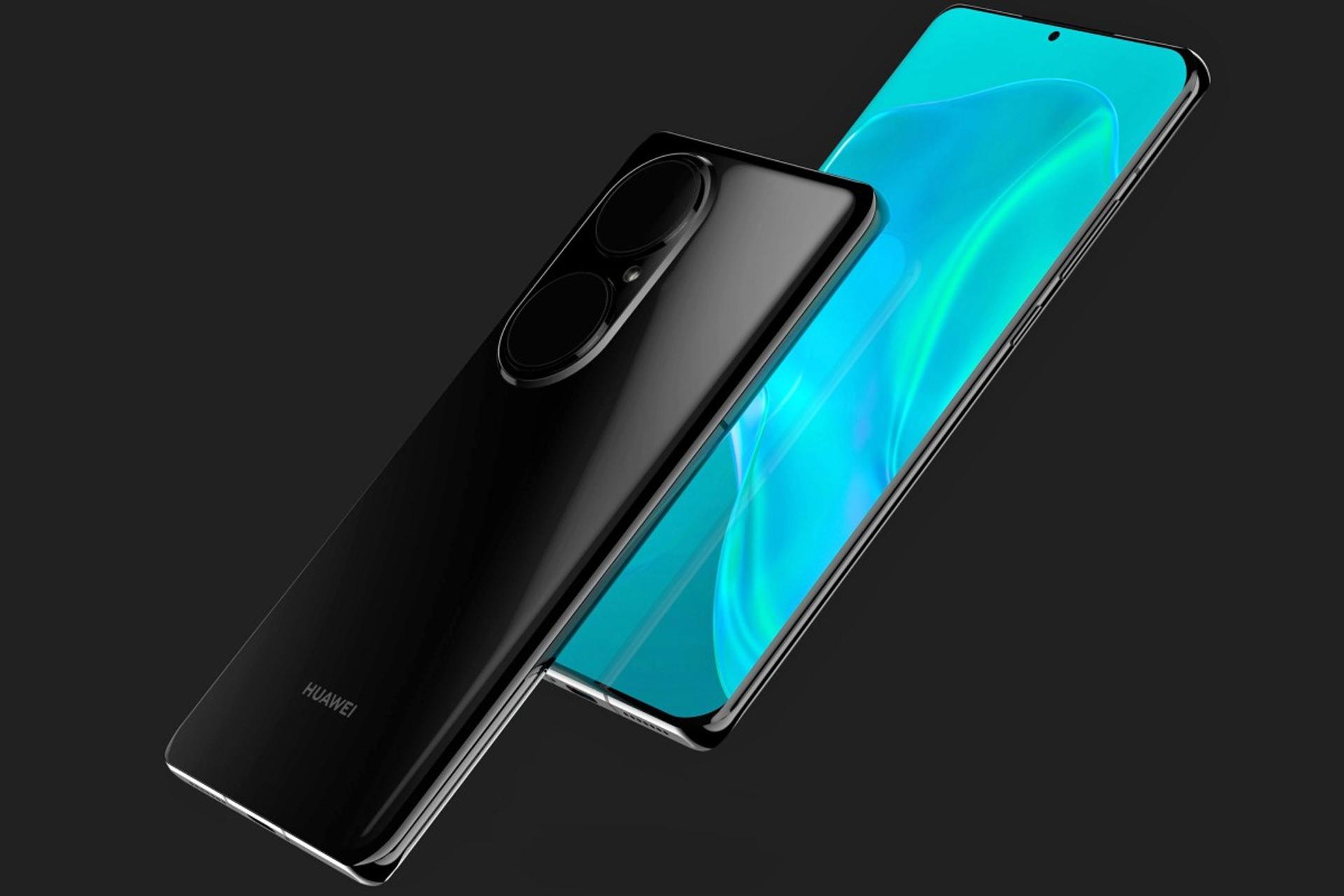 رندر فاش شده هواوی پی 50 پرو / Huawei P50 Pro از جلو چپ و پشت راست