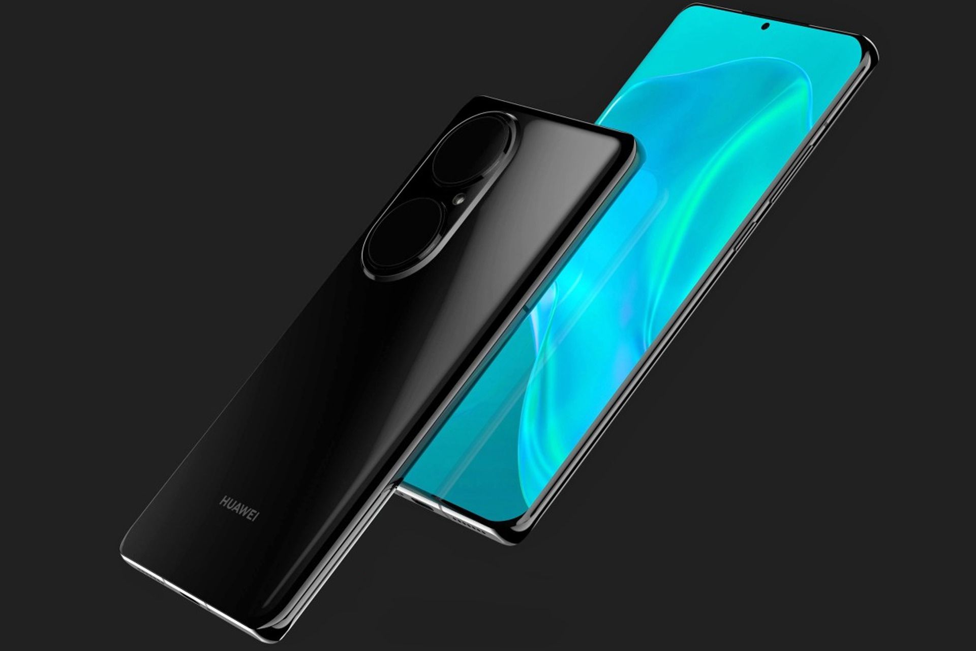 رندر فاش شده هواوی پی 50 پرو / Huawei P50 Pro از جلو چپ و پشت راست