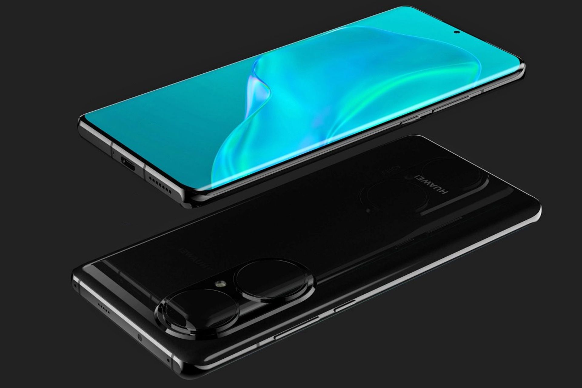 بخش بالایی و پایینی در رندر فاش شده هواوی پی 50 پرو / Huawei P50 Pro